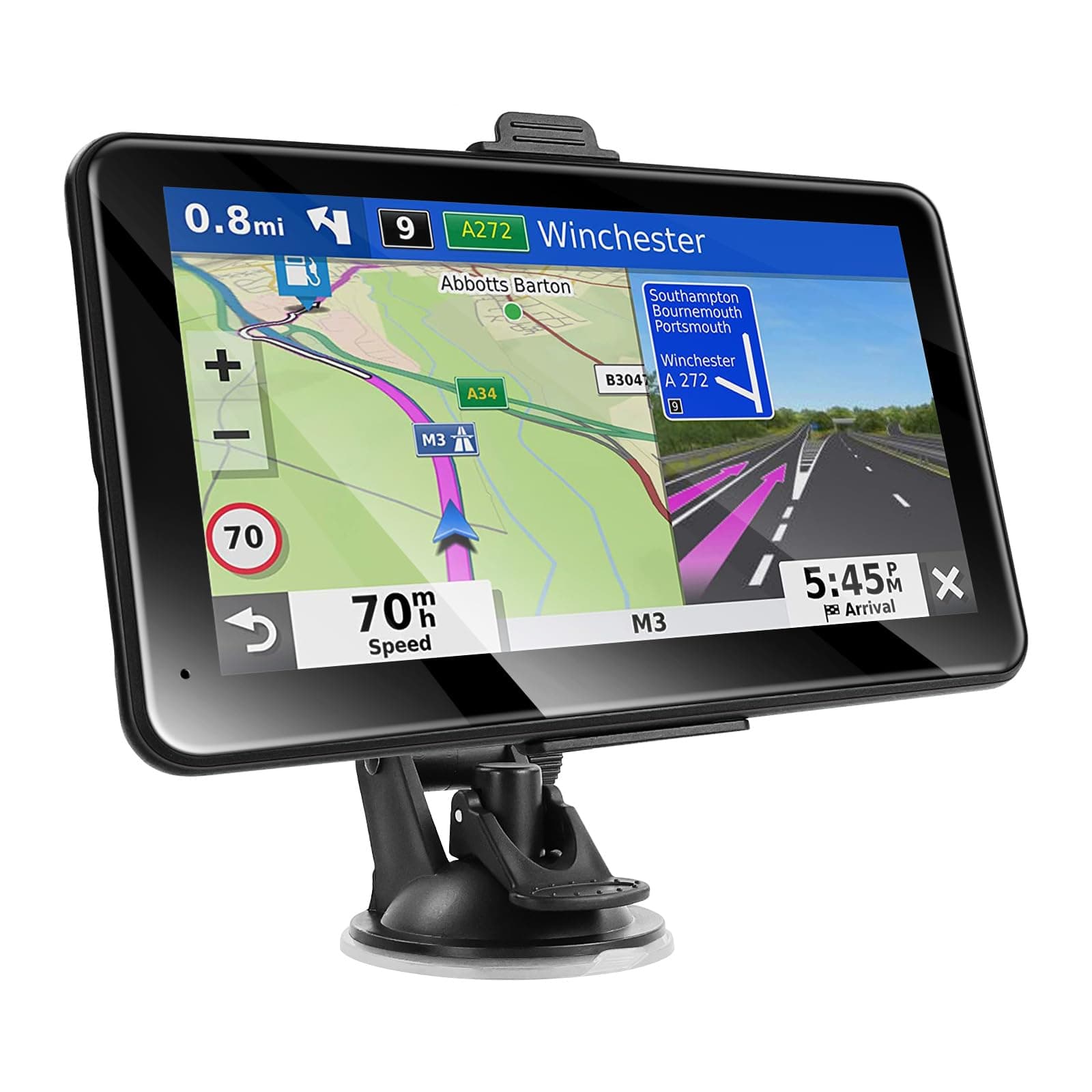 GPS Navigation for Car: 7 inch 2.5D Screen Car Semi Truck GPS Navigation System for Commercial Drivers Truckers Voice Guidance, Light Alert, Speed Camera Warning, Free Life Time Map Update