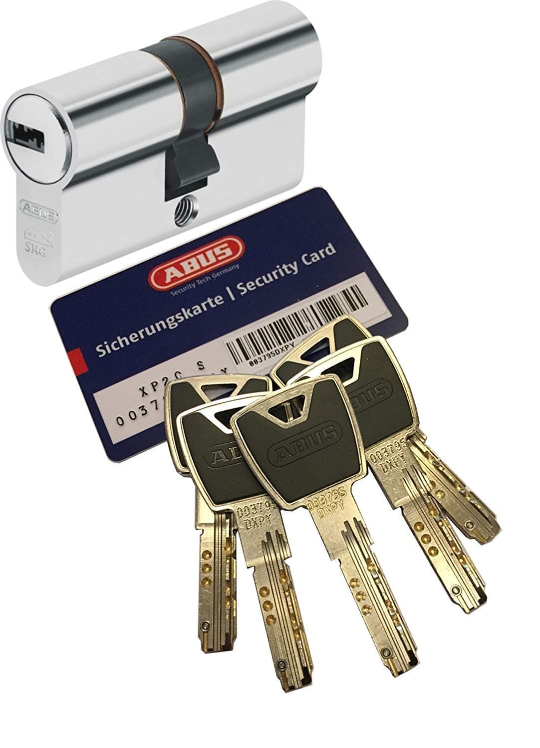 Abus XP20S Double Cylinder Length (a/B) 60/60mm (C = 120mm) with Security Card and 5 Key Clip, Emergency and Risk Function Skg ** Drill Protection