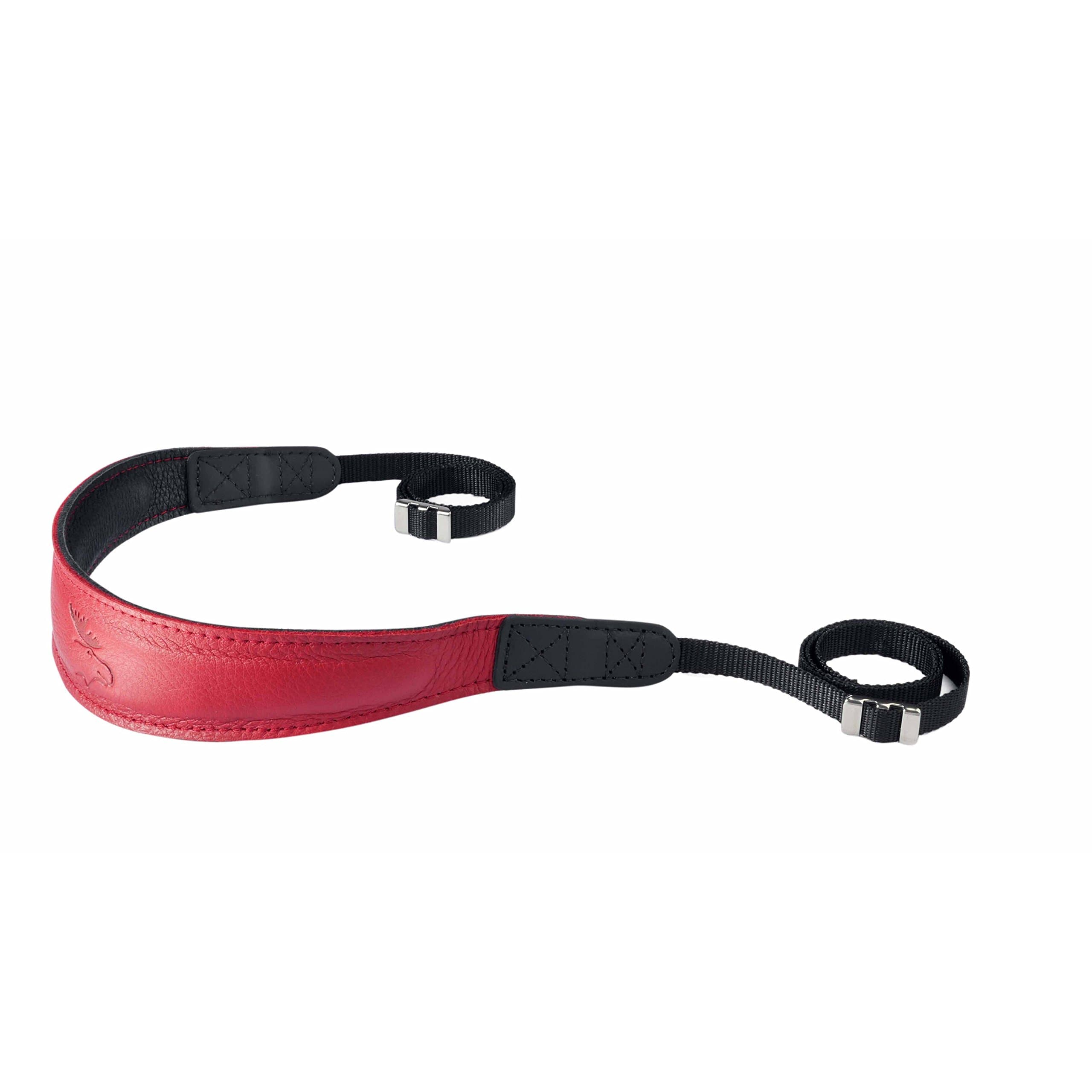 Eddycam 8451 Elk Leather Camera Strap (Chilli Pepper Red/Black/Contrast Stitching