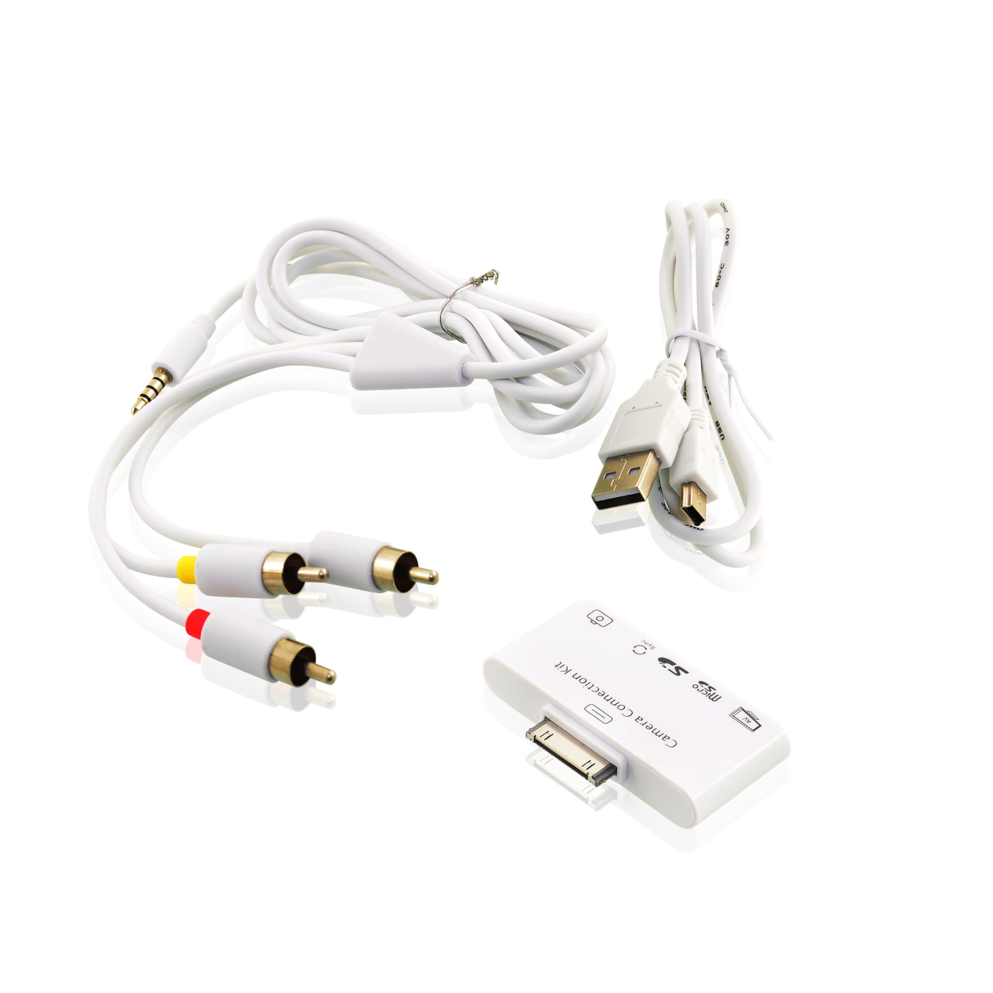 Camera Connection Kit 5 in 1 SD Card Reader Apple iPad iPad 3 iPad 2 AV / SD Card, Micro SD Card Reader / USB / Mini USB Port - for USB Keyboard - Audio Video Cable