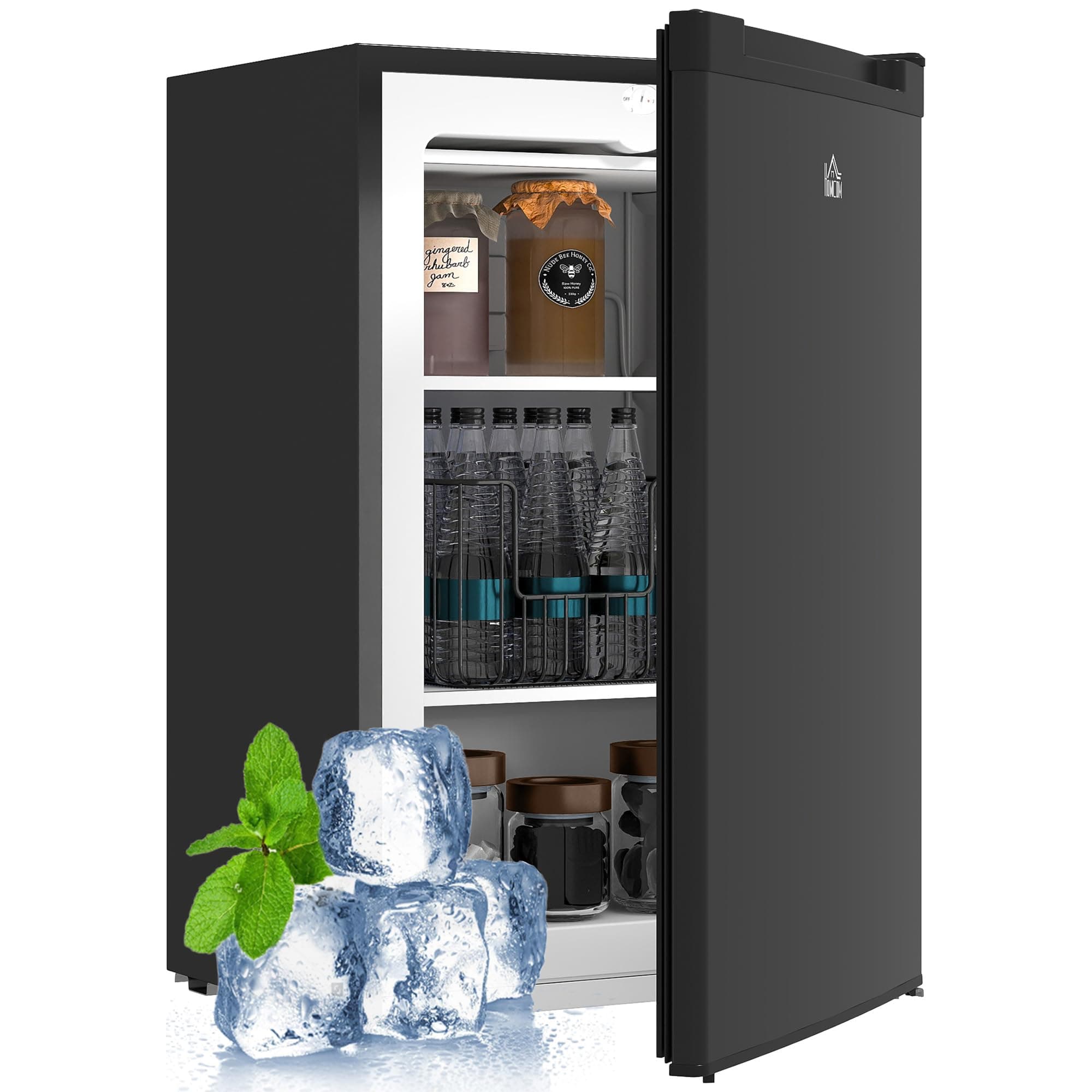 Mini Freezer Countertop, 3 Cu.Ft Compact Upright Freezer with 3 Shelves, Reversible Door for Home, Dorm, Apartment and Office, Black