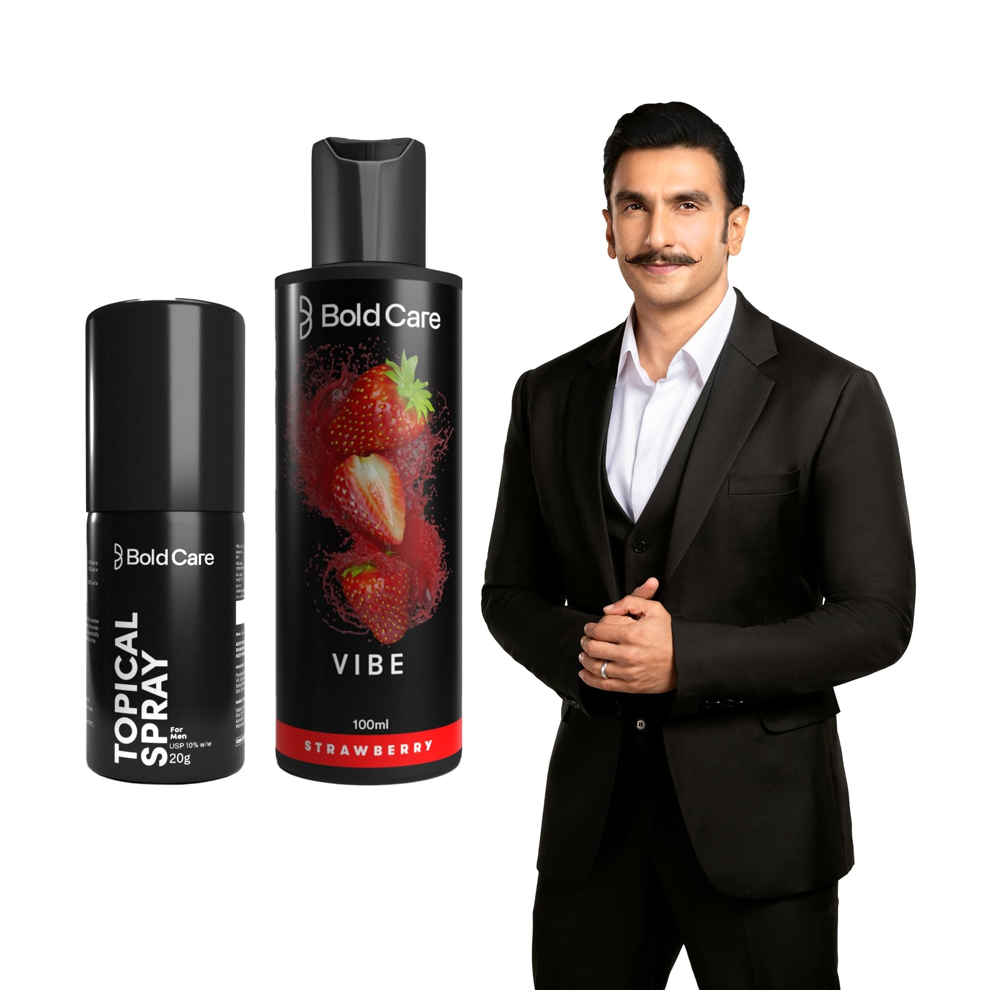 EXTEND™ Non-Transferable Spray for Men (Pack of 1) + Bold Care Vibe - Natural Personal Lubricant for Men and Women - Premium Strawberry Flavour, Water Based Lube - No Side Effects - 100 ml