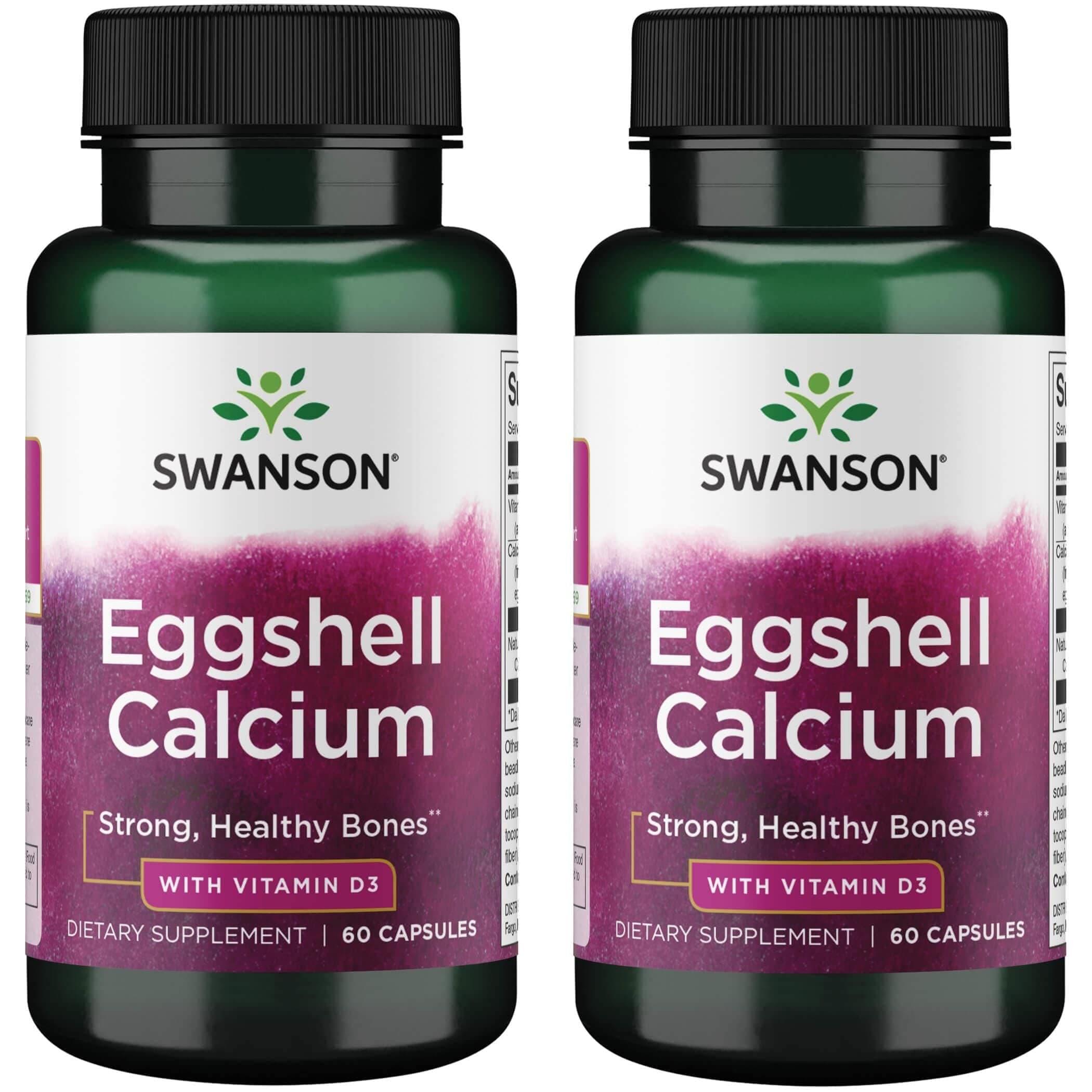 Swanson Eggshell Calcium with Vitamin D-3 60 Capsules 2 Pack