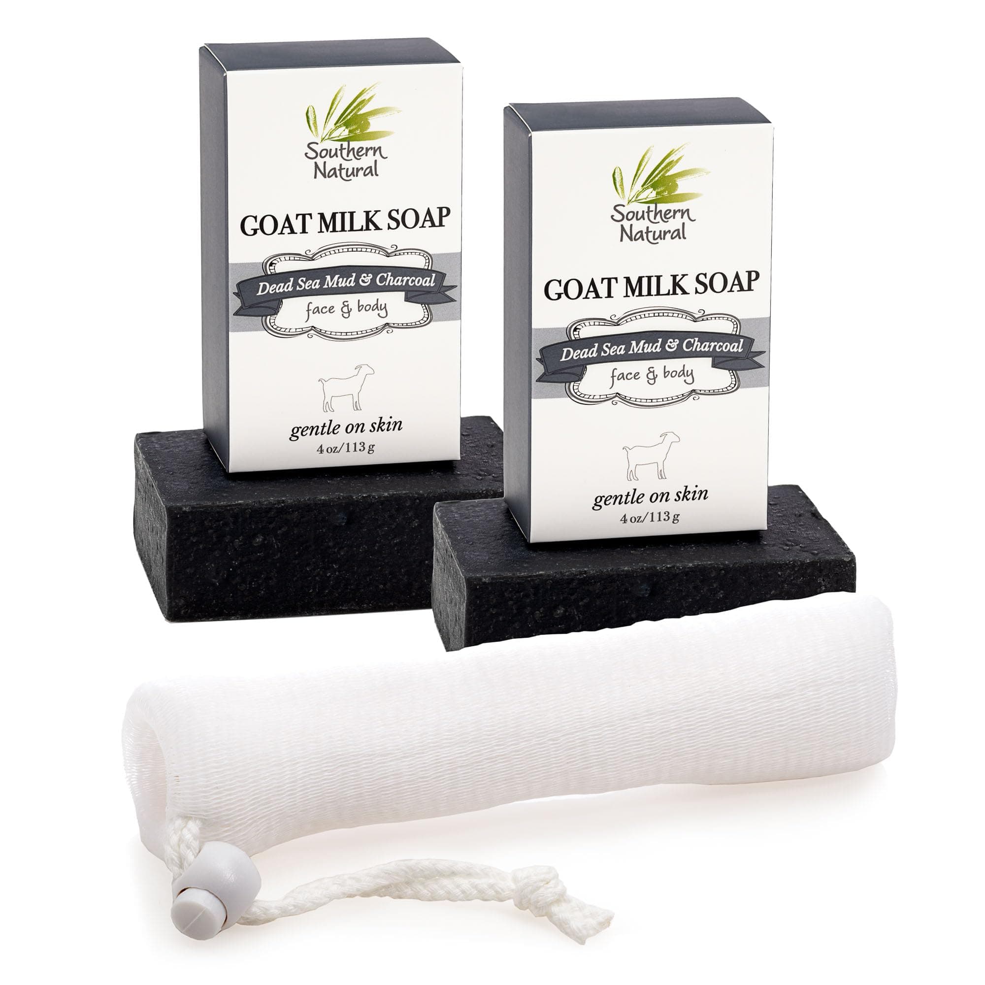 Dead Sea Mud & Charcoal 2 Bar Pack With Soap Sock