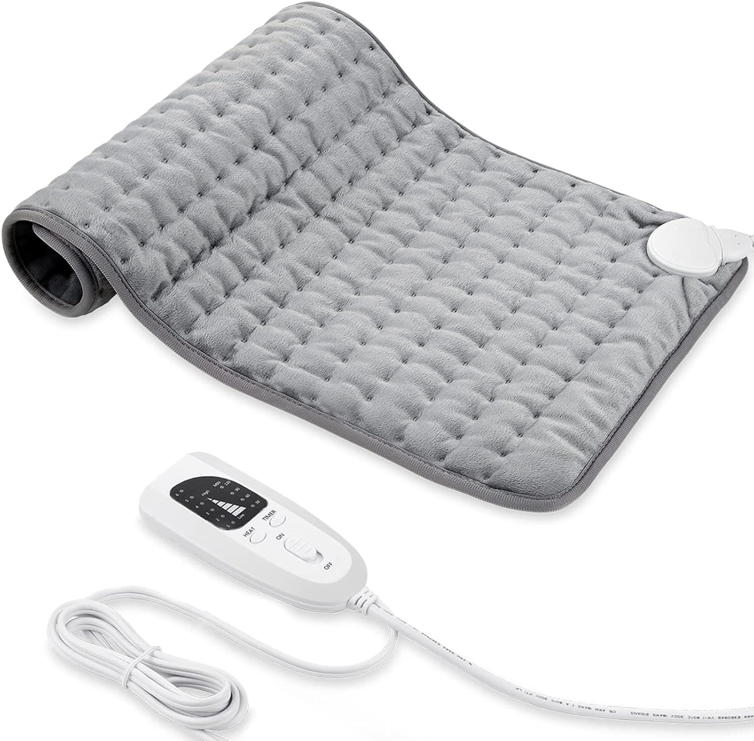 Heating pad, Electric Heat Pad with Automatic Switch-Off and 6 Temperature Levels Heating pad for Back Neck Shoulder Belly Heating Technology - Machine Washable (Silver Gray, 17"x 33")