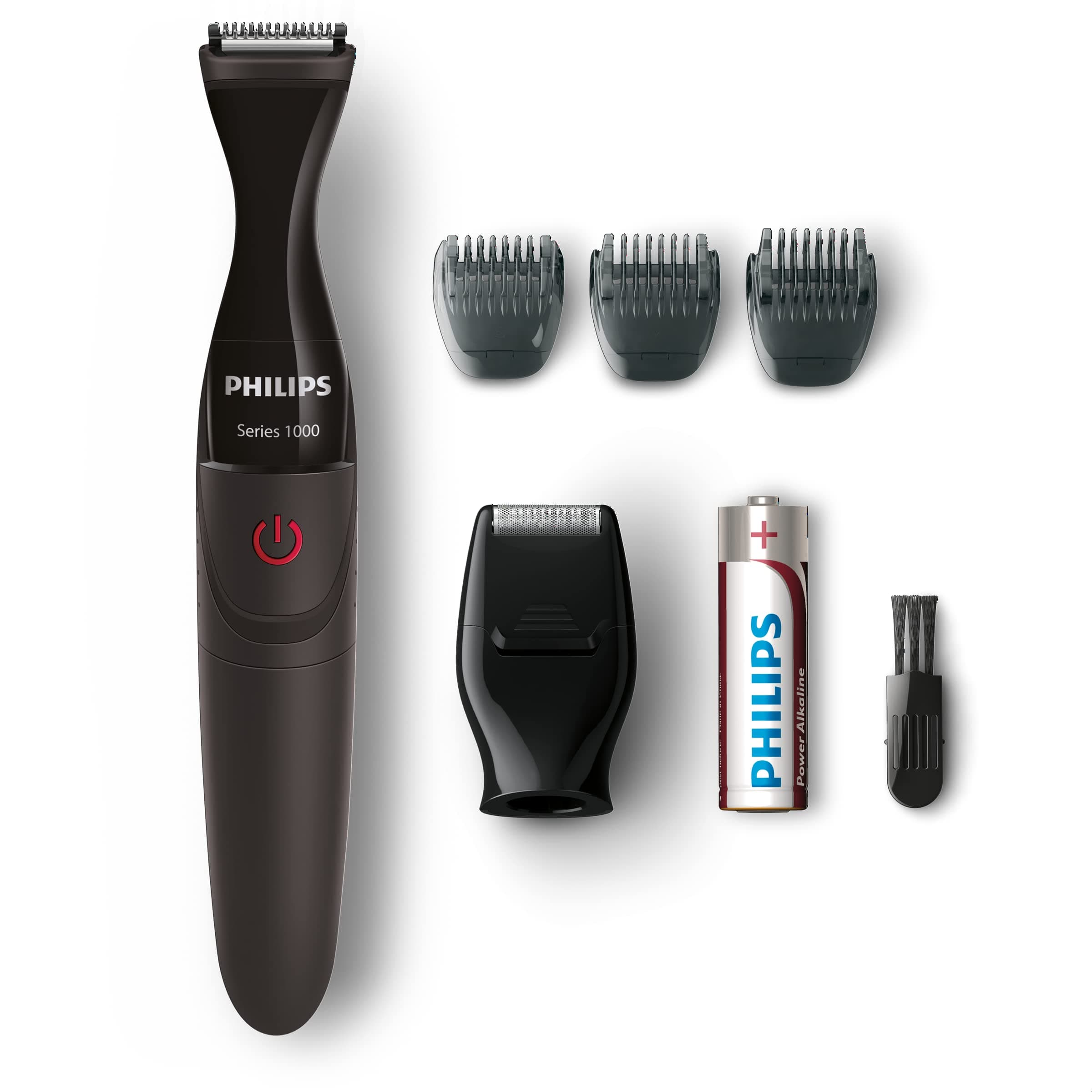 Multigroom Series 1000 Ultra Precise Beard Styler, DualCut Precision Trimmer, Detail Shaver Attachment, Fully Washable, AA Battery, 3 Precision Combs – MG1100/16