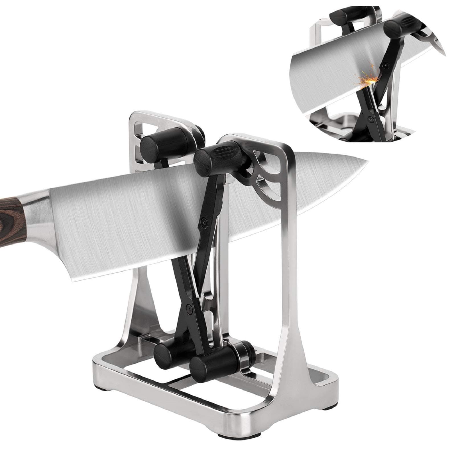 Kitchen Knife Sharpener Best Professional Knife Sharpener: Upgrade Metal Frame Sharpening and Whetting Tool Manual Knife Sharpener Suitable for Kinds of Knife Tools