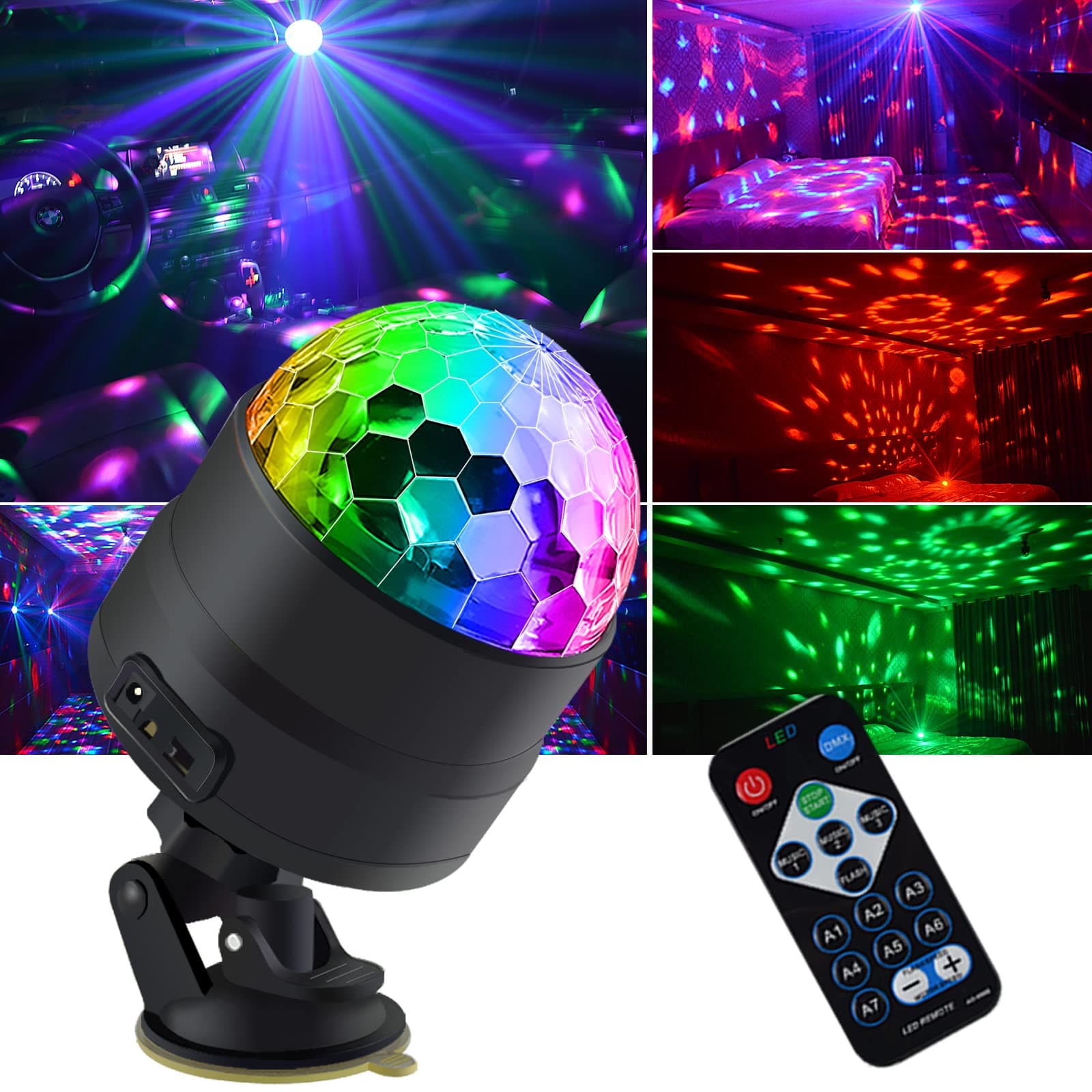 Disco Ball Light, Party Lights Disco Lights, led Mini Colour Stage Light Sound Activated Automatic, Strobe Light Halloween Christmas Decoration Lights Happy Birthday Gift Wedding Club Show