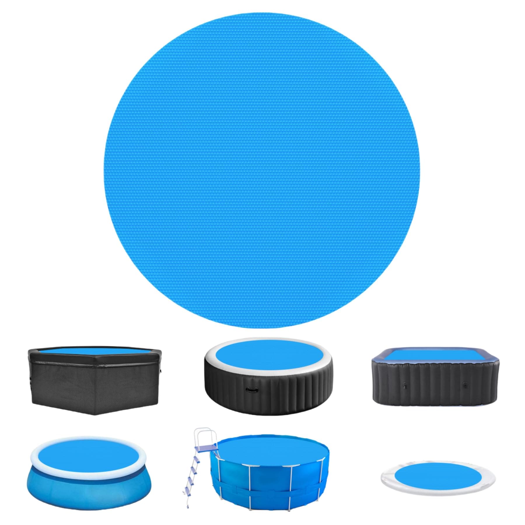 VEVOR Solar Pool Cover, 10 ft Round Blanket for Inground Above Ground Swimming Pools, 15 mil Blue Cover, Φ10 ft