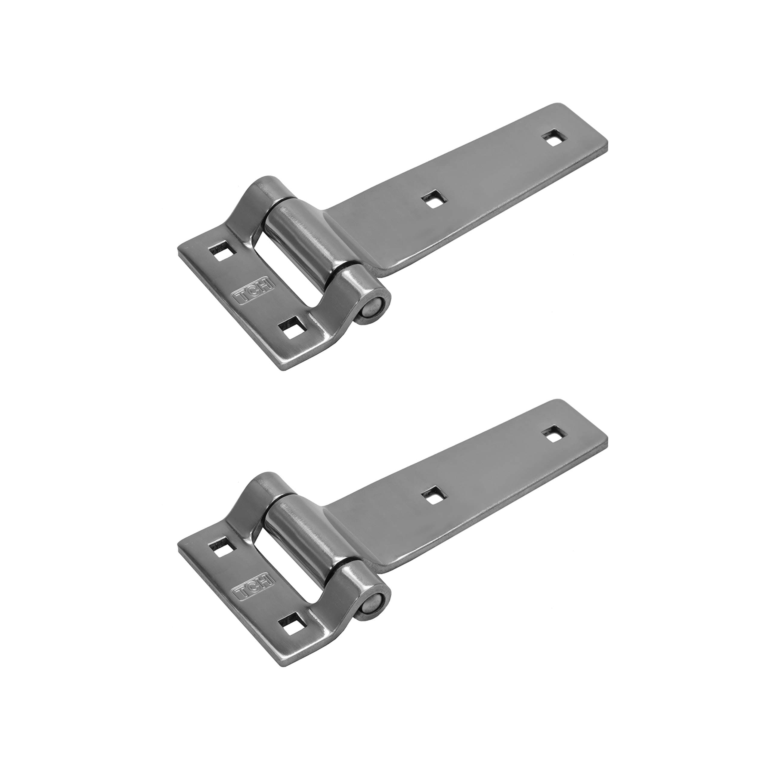 TCHHardware 5" Stainless Steel Strap Tee T Hinge | Heavy Duty | Garage, Barn Door, Gate, Shed, Cargo Box, Trailer and Truck Strap T Hinge | (2 Pack, Silver)