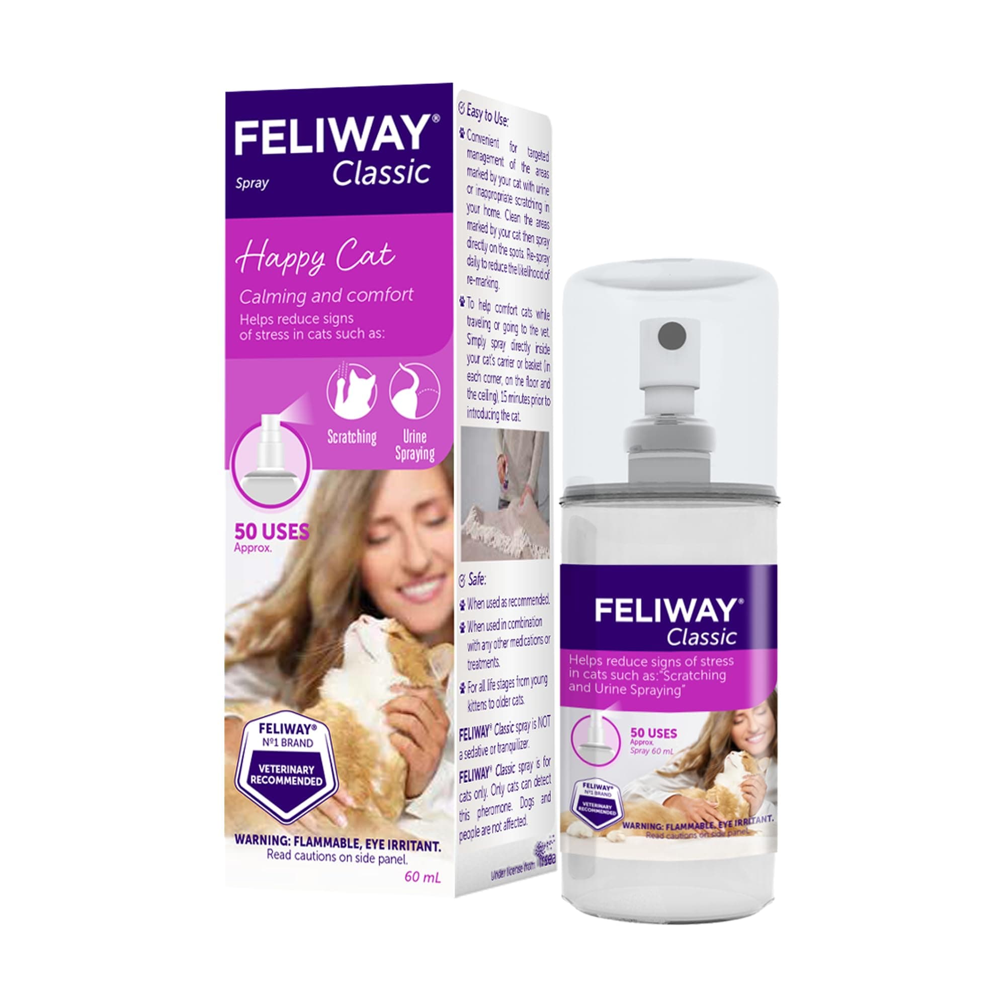 Feliway Spray 60 ml Cat Feline Stress Behavior Relief Urine Spraying Scratching