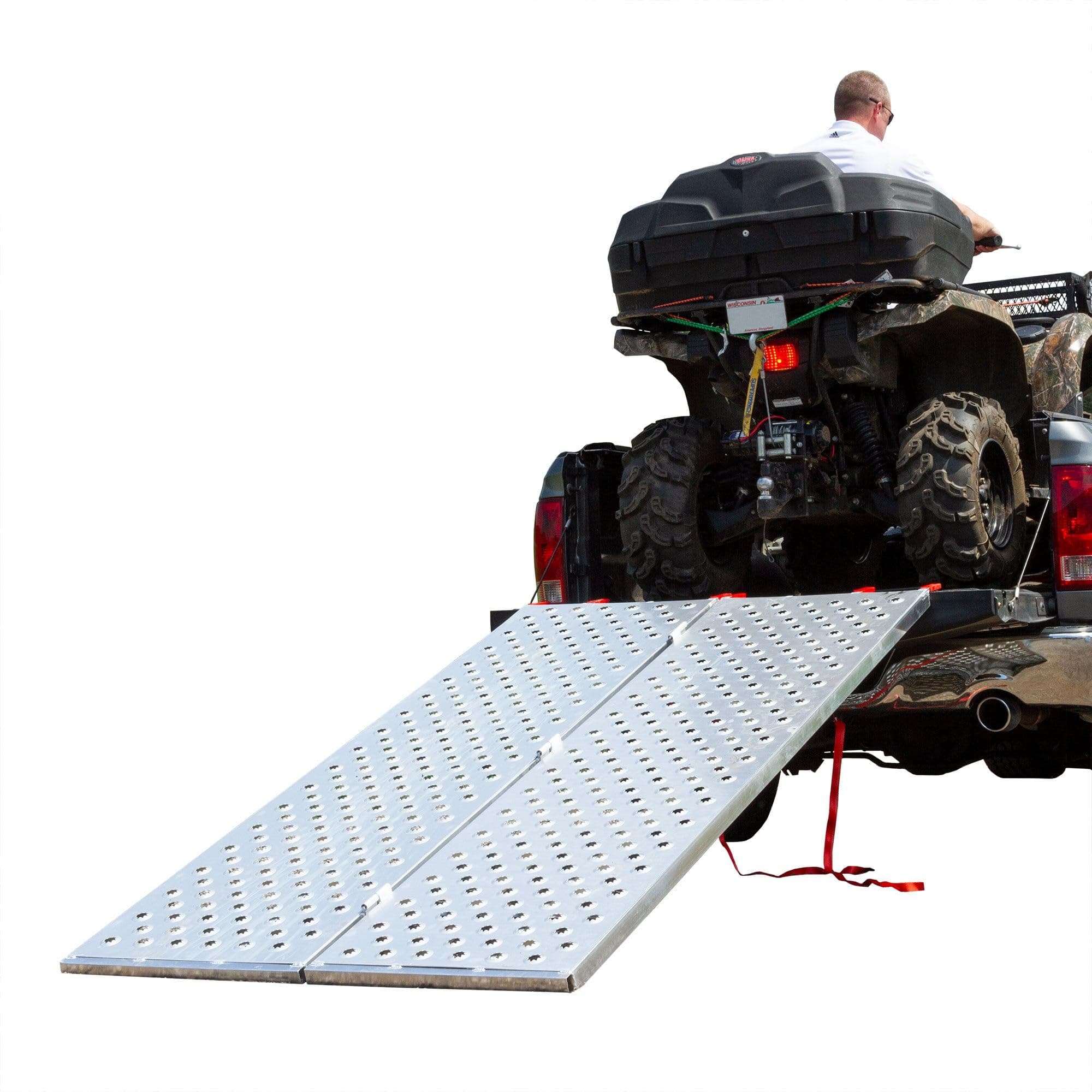 ATV Ramp for Pickup Truck, 6' x 44", Trailer Loading Ramp, 1,500 lb, Folding, Aluminum, Black Widow