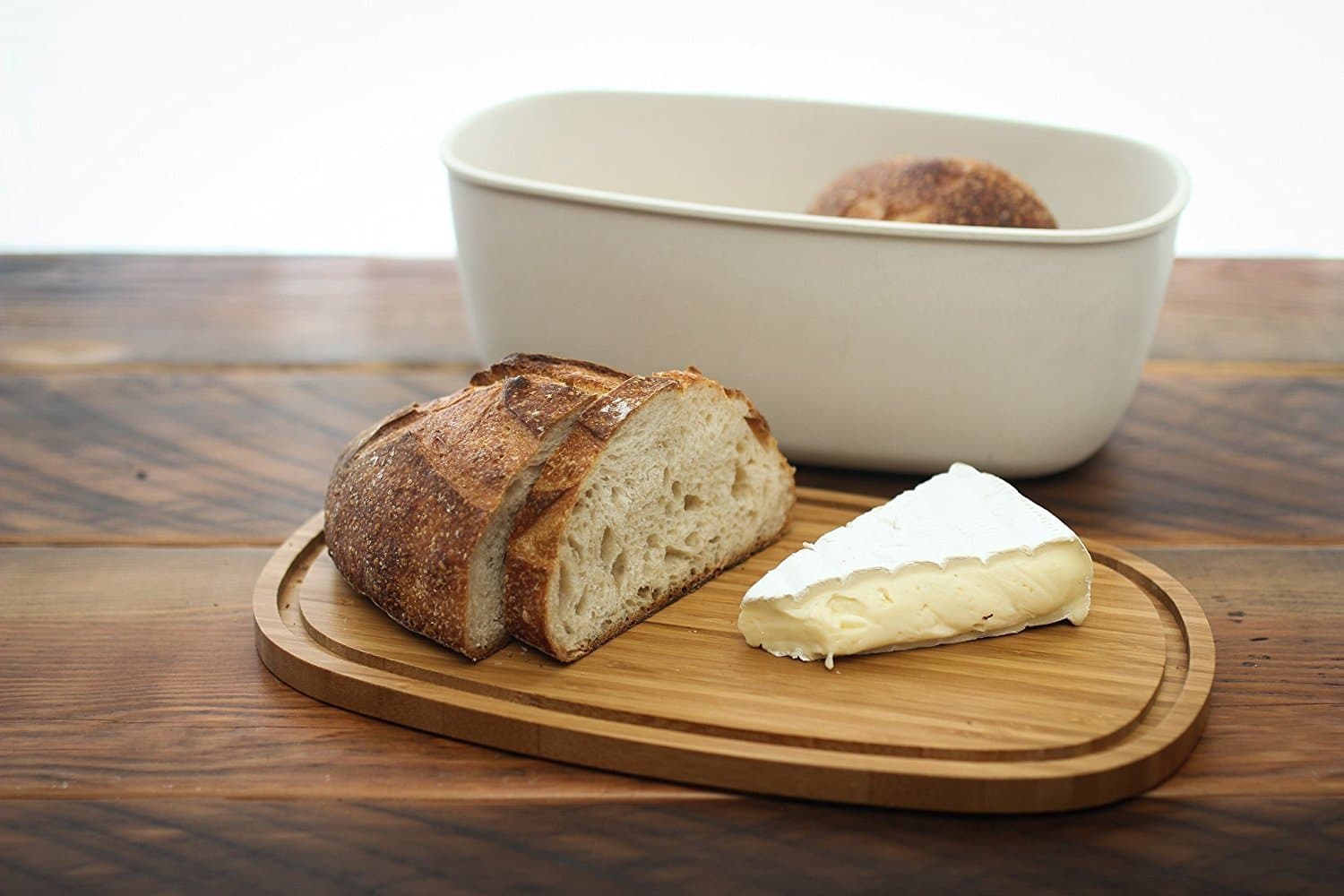 Double-Duty Bread Box and Cutting Board - Sturdy Storage for Baked Goods. By Bold Bamboo. (Natural)