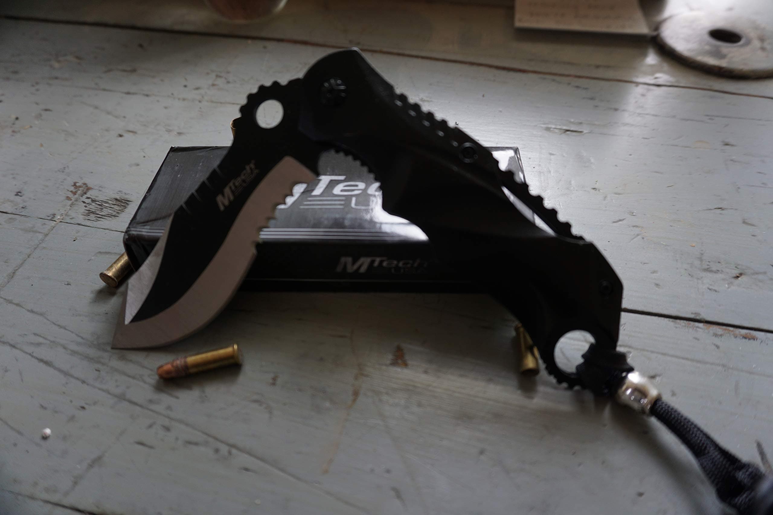 MT-A808 Series Assisted Opening Folding Knife, Two-Tone Half-Serrated Blade, 4-3/4-Inch Closed