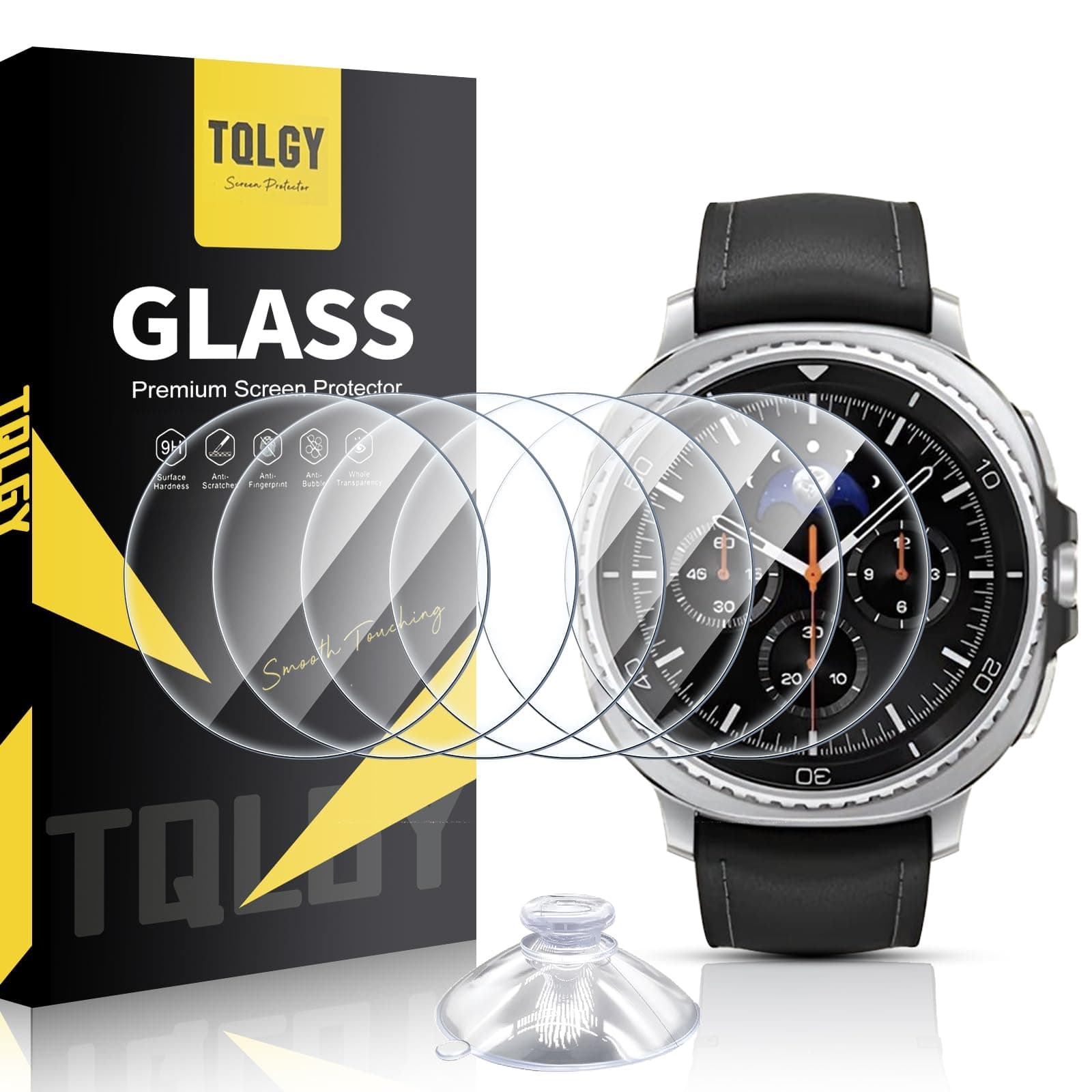 TQLGY 6-Pack Screen Protector for Samsung Galaxy Watch 8 Classic 46mm, 9H Tempered Glass, HD-Clear, Anti Scratch, Bubble Free, Easy Installation