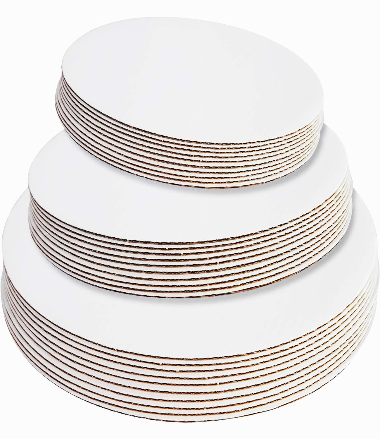 ONE MORE 30-Pack White Cake Board Rounds,Circle Cardboard Round Base 6,8 and 10 inch, Disposable Coated Cake Plate 10 of Each Size