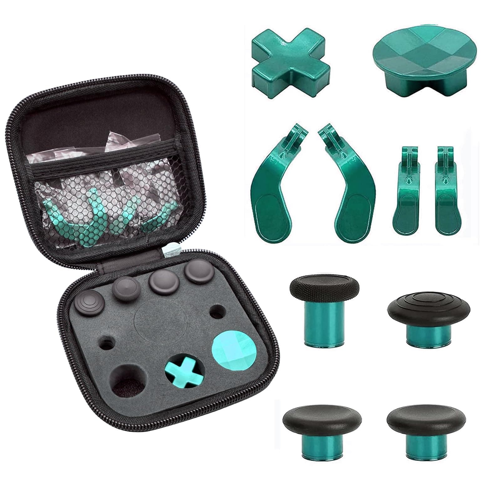 EASEGMER Replacement Thumbsticks for Xbox Elite Controller Series 2, 10 in 1 Plating Accessories Kits Parts Including 4 Swap Joysticks,4 Paddles,1 Standard D-Pads (Green)