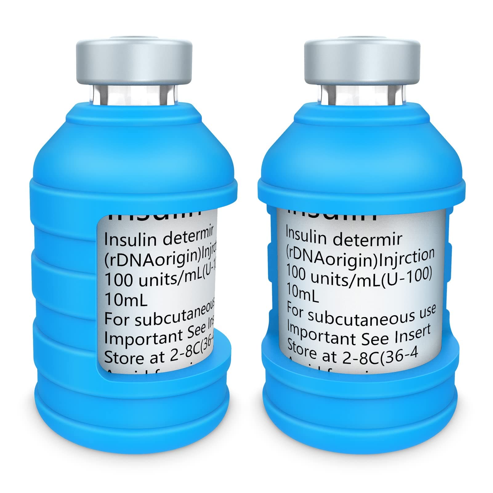 Insulin Via Bottle Protector Case for Diabetic, Silicone Protective Sleeve Holder for Most 10ML Insulin Vials, 2 Pack (Short Blue)