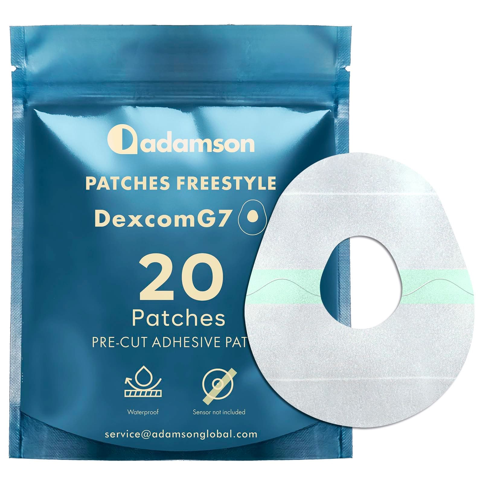 Dexcom G7 Over Patches Waterproof – 20 x G7 Dexcom Over Patch, Transparent, Long-Lasting, No Glue on Center, Non-Irritating, Easy to Apply and Remove – Ideal for Sports, Swimming, and Daily Use