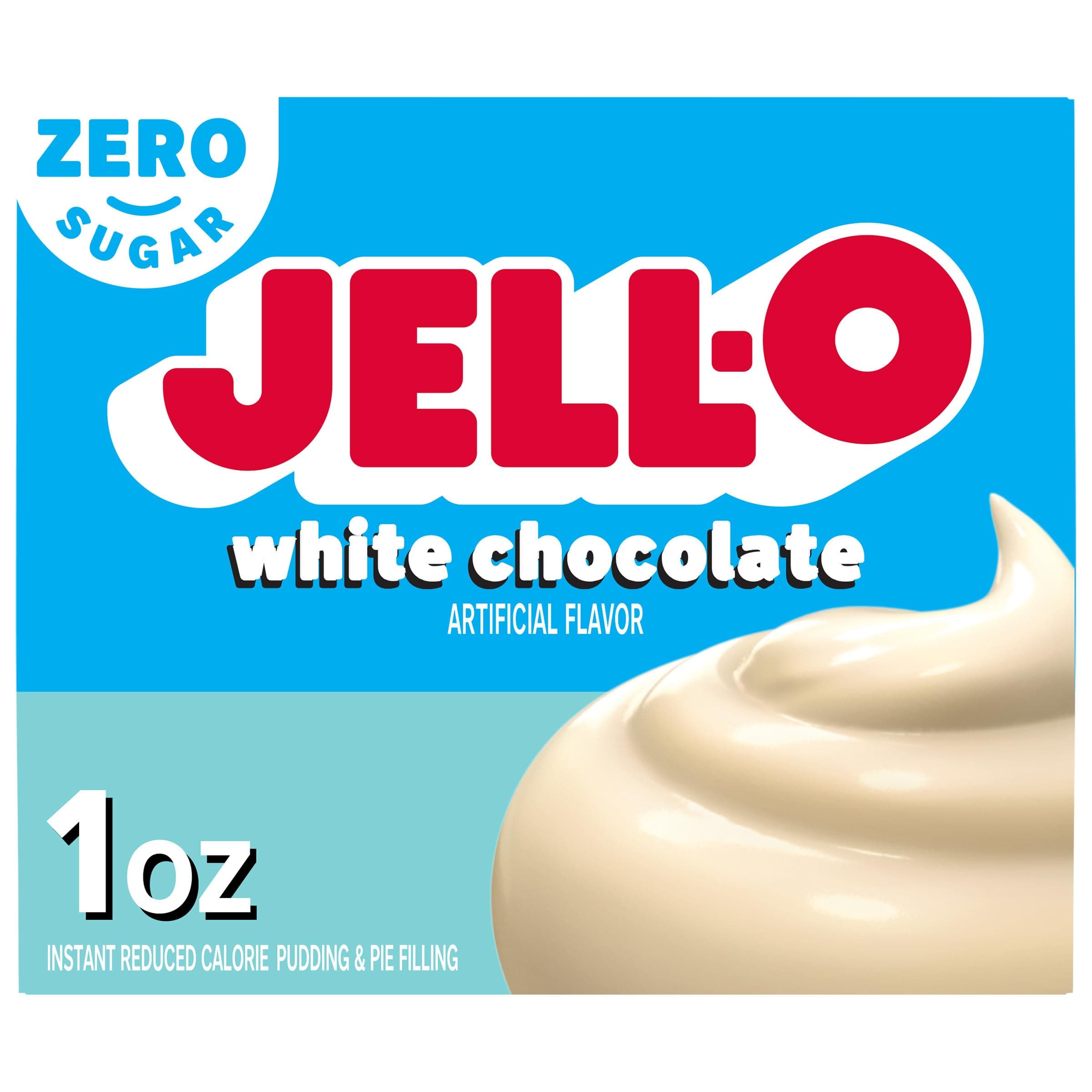 Jell-O White Chocolate Zero Sugar Instant Reduced Calorie Pudding & Pie Filling Mix, 1 oz. Box
