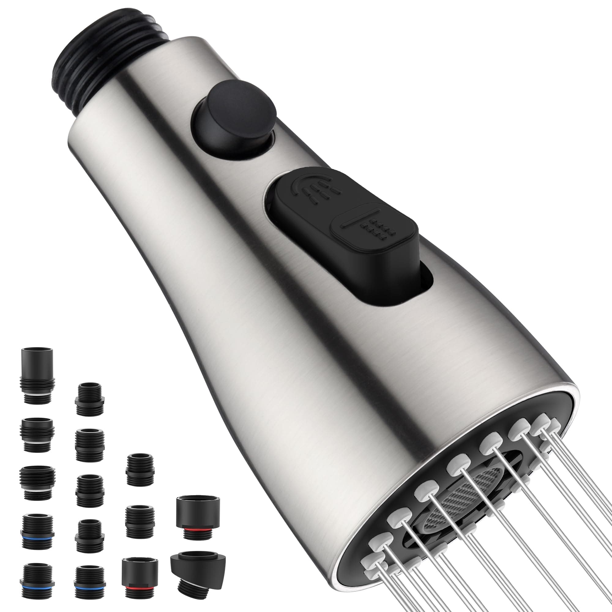 Kitchen Faucet Head Replacement Kitchen Sink Faucet Parts Pull Down Faucet Sprayer Nozzle Stream Spray and Pause Mode JC-PT-ZS-BN-A3