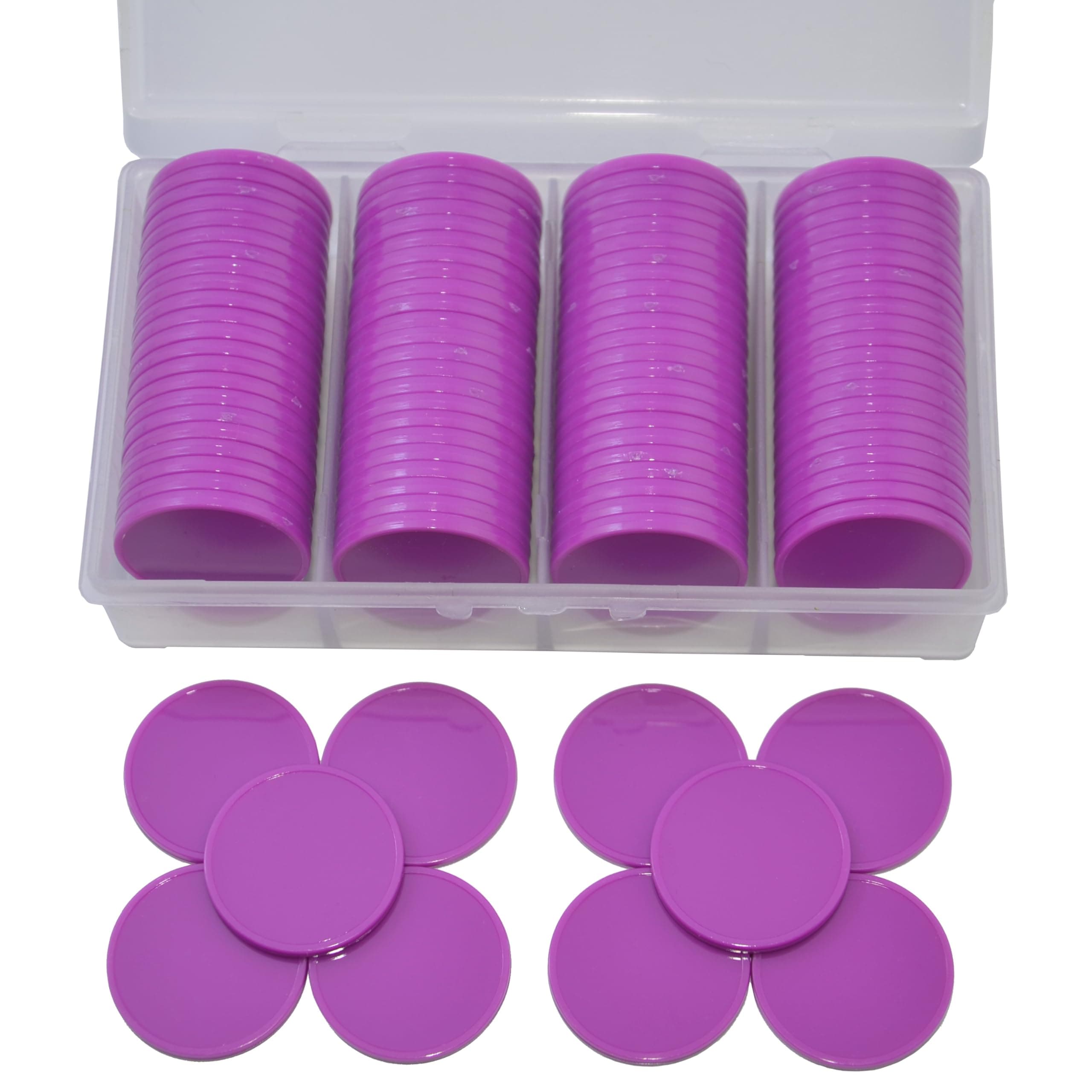 StarMall 100 Pieces Plastic Learning Countes Disks Bingo Chip Counting Discs Markers Tokens with Storage Case for Math Learning, Counting, Poker Chips Game, Bingo Chips Game