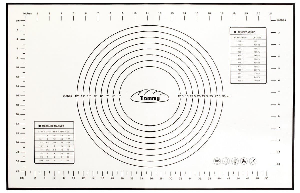 Tammy Pastry Mat Silicone Bakeware Mat Rolling Sheet Baking Liner Pastry Pad 24"x 16" Inch, Black