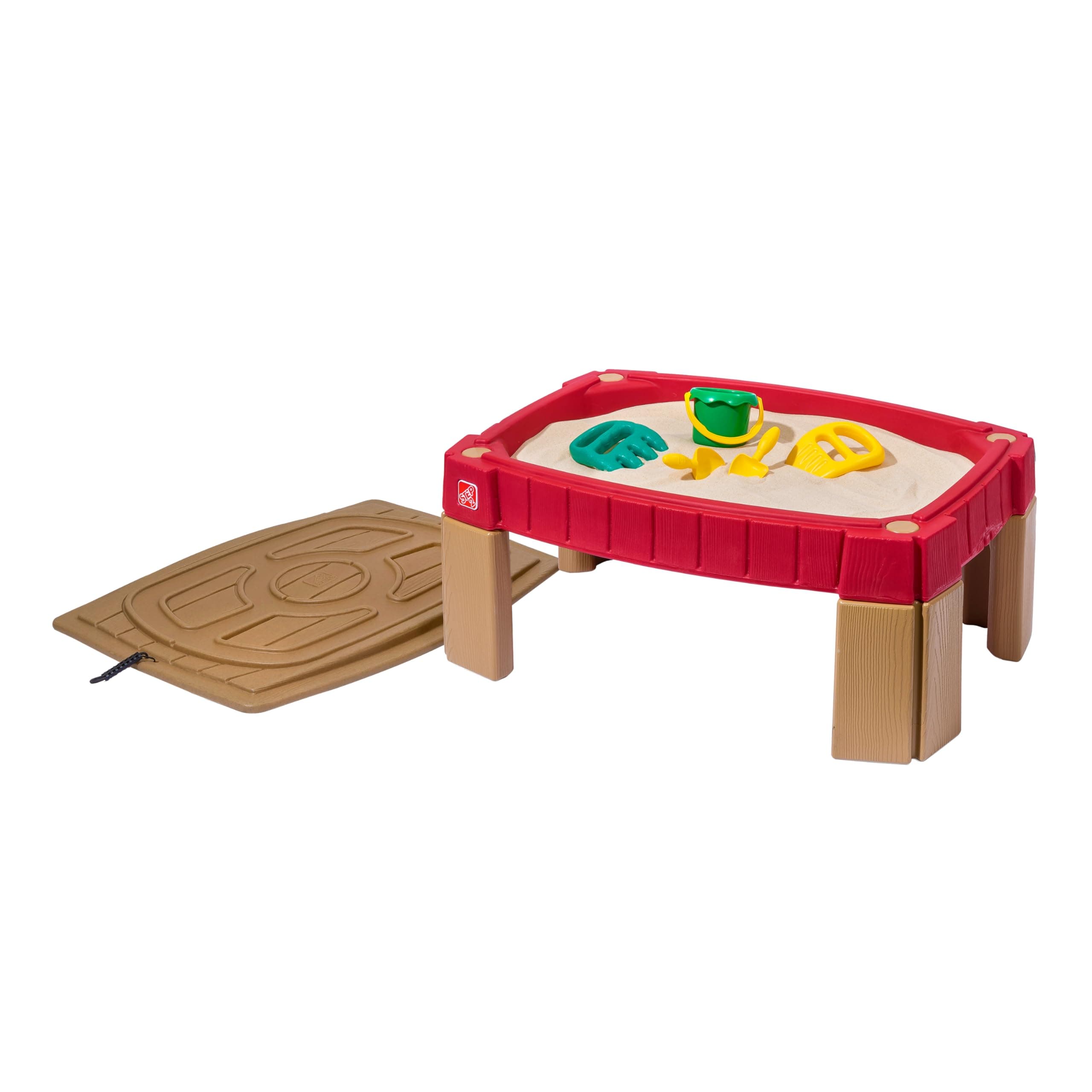 Step2 Naturally Playful Sand Table with Lid | Raised Sandbox made of plastic | Includes 4 accessories