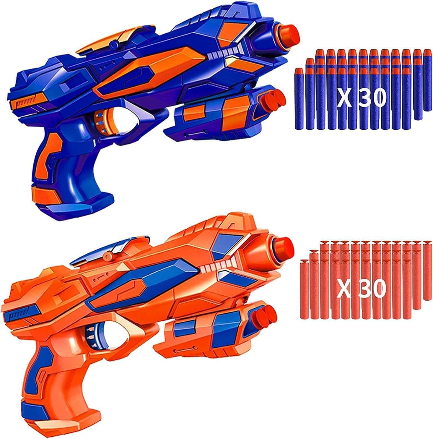 M&J&DELEE M&J 2 Pack Blaster Toy Guns with 2Foam Dart Wrist Band and 60 Pack Refill Soft Foam Darts, kids and Adult Toys Suitable for Outdoor & Indoor Leisure Toy