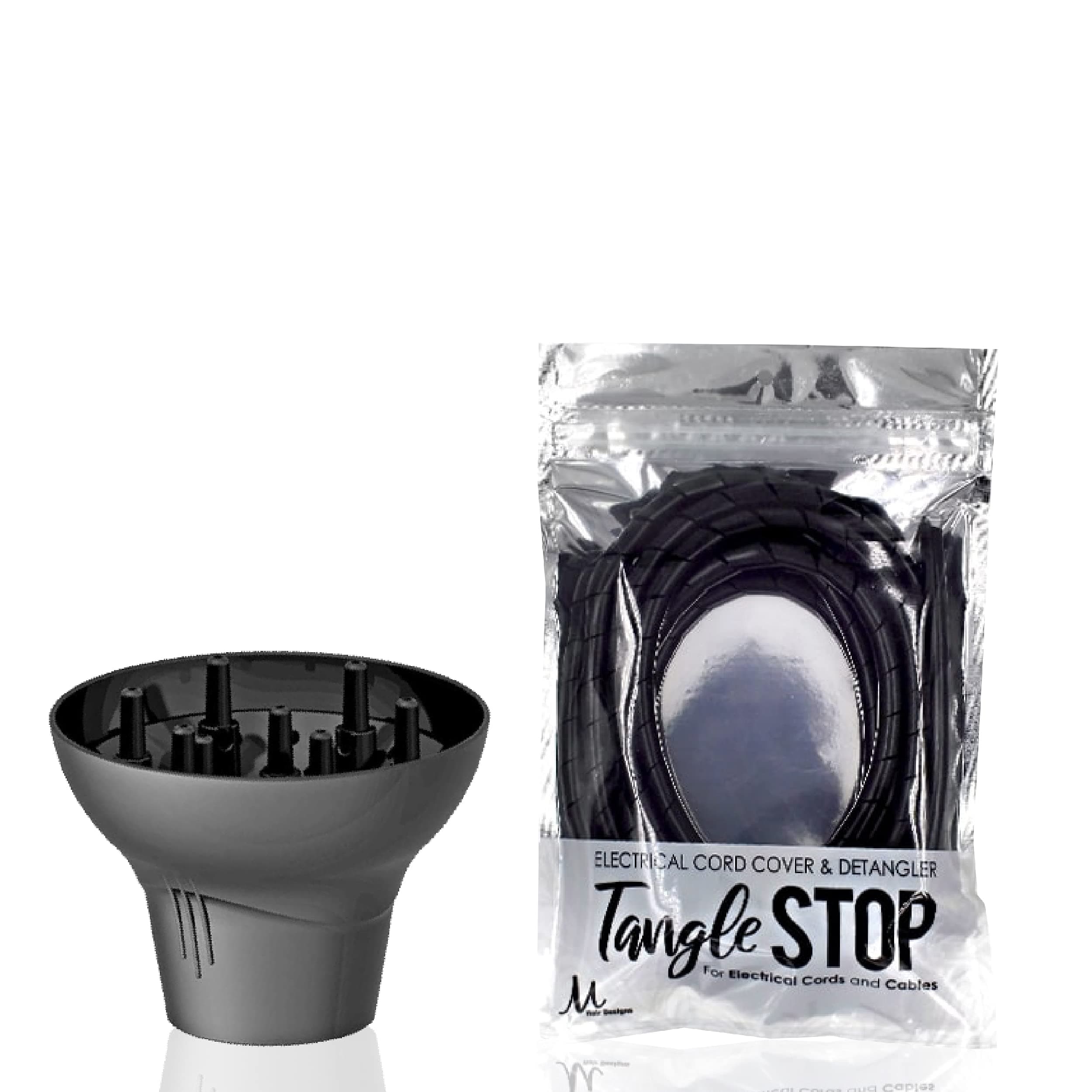 Parlux Advance Diffuser fits Parlux Advance and Turbo Power Advanced Hair Dryers and Tangle Stop Cord Cover Detangler (Bundle 2 items)