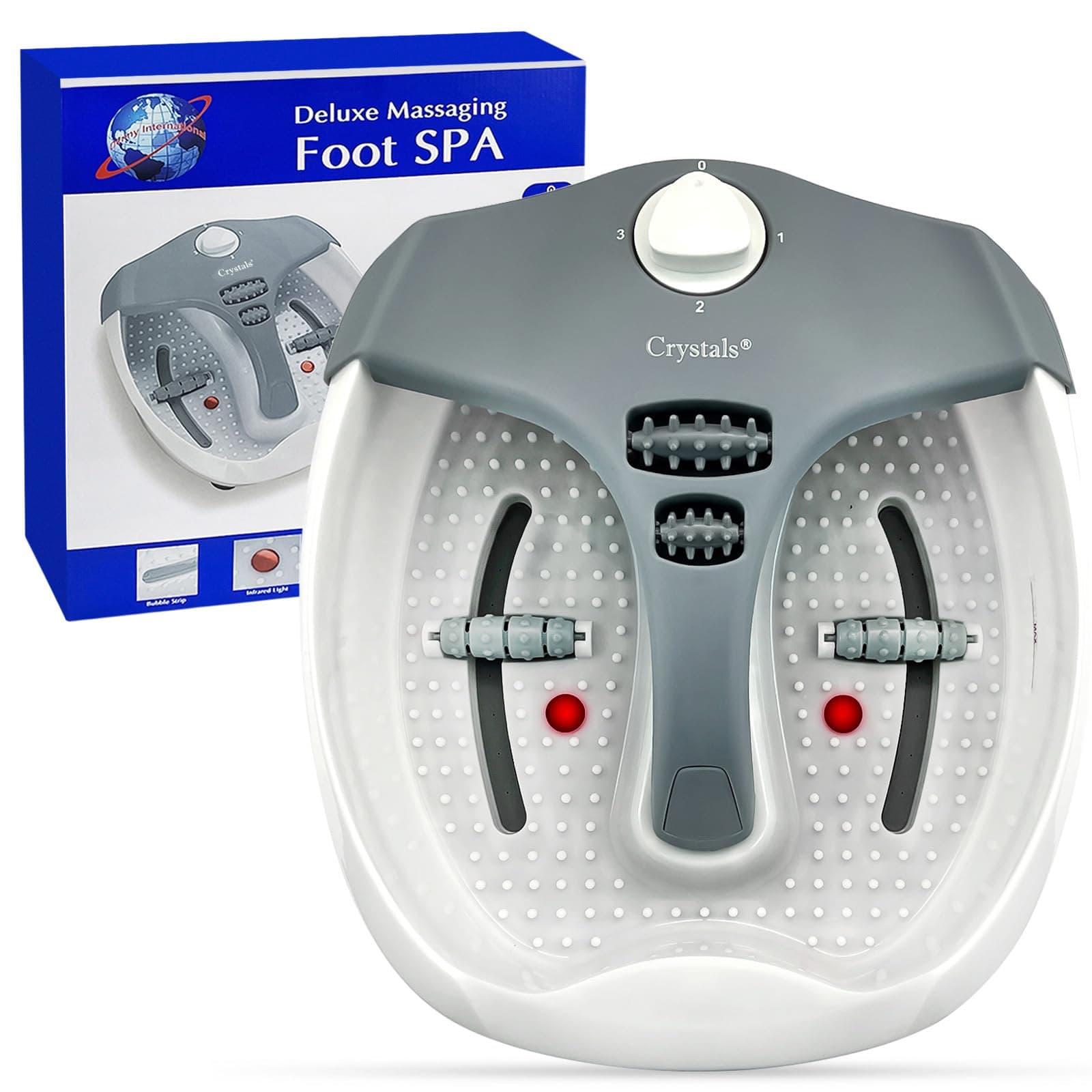 Foot Spa and Massager Pedicure Bath with Electric Temperature Controller Heater, Bubbles, Soothing Vibration Massage Rollers, Infrared Lights for Tired Feet Therapeutic, 80 Watt