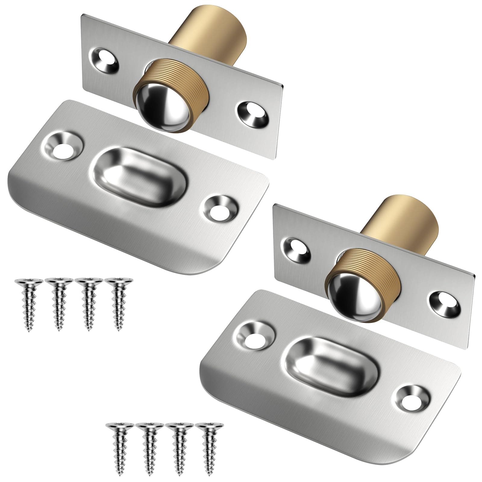 Ball Door Catches for Internal Doors Jiayi Roller Ball Door Catches Adjustable Door Ball Latches Spring Ball Bearing Door Catch Door Hardware for Cupboard Closet Top of Door (2 Pack, Silver)