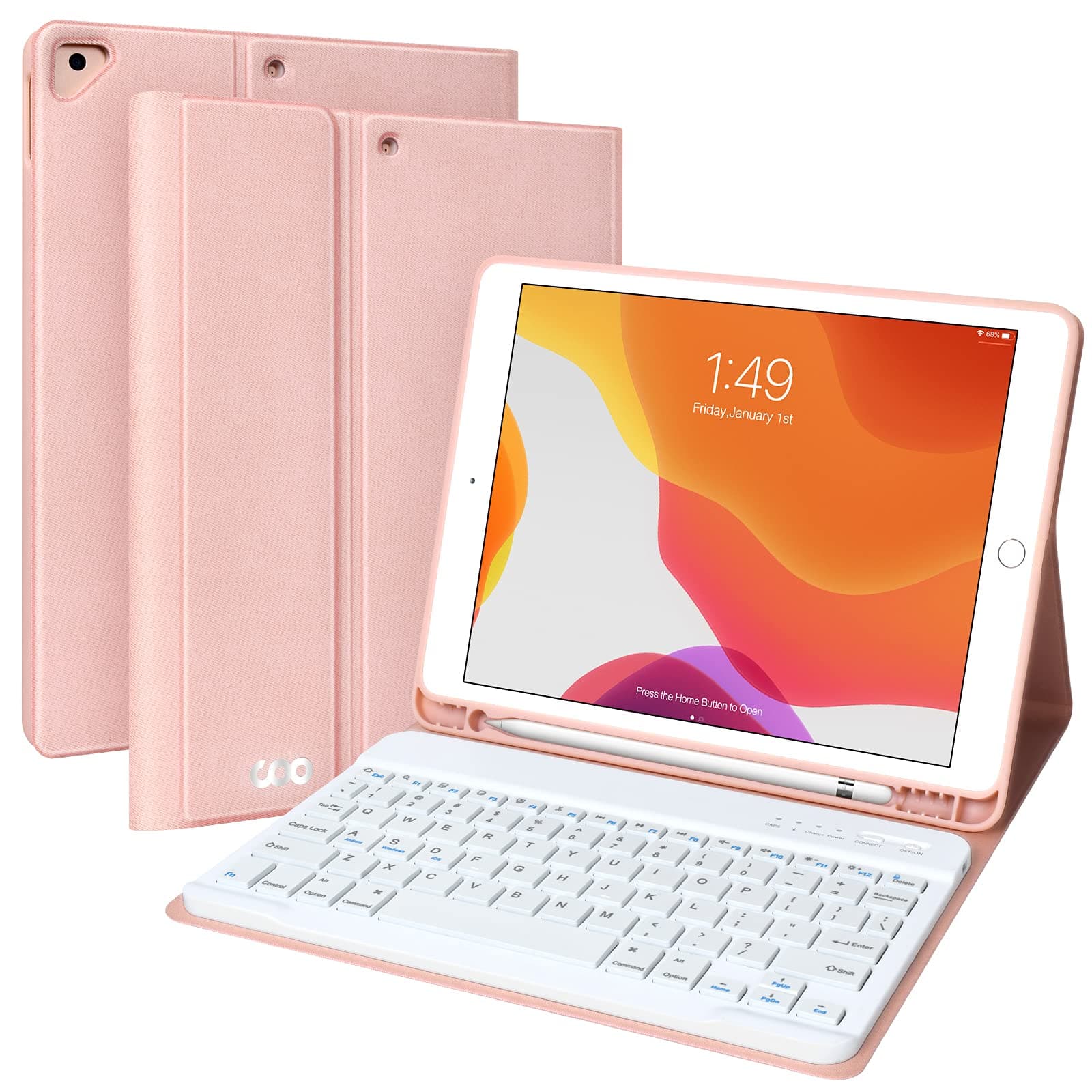 aMZCaSE iPad Keyboard case 10.2 for iPad 9.Gen iPad 8.Gen iPad 7.Gen,iPad Air 3, iPad Pro 10.5 case with detachable Keyboard,Wireless Bluetooth Keyboard With Pen Holder,Pink