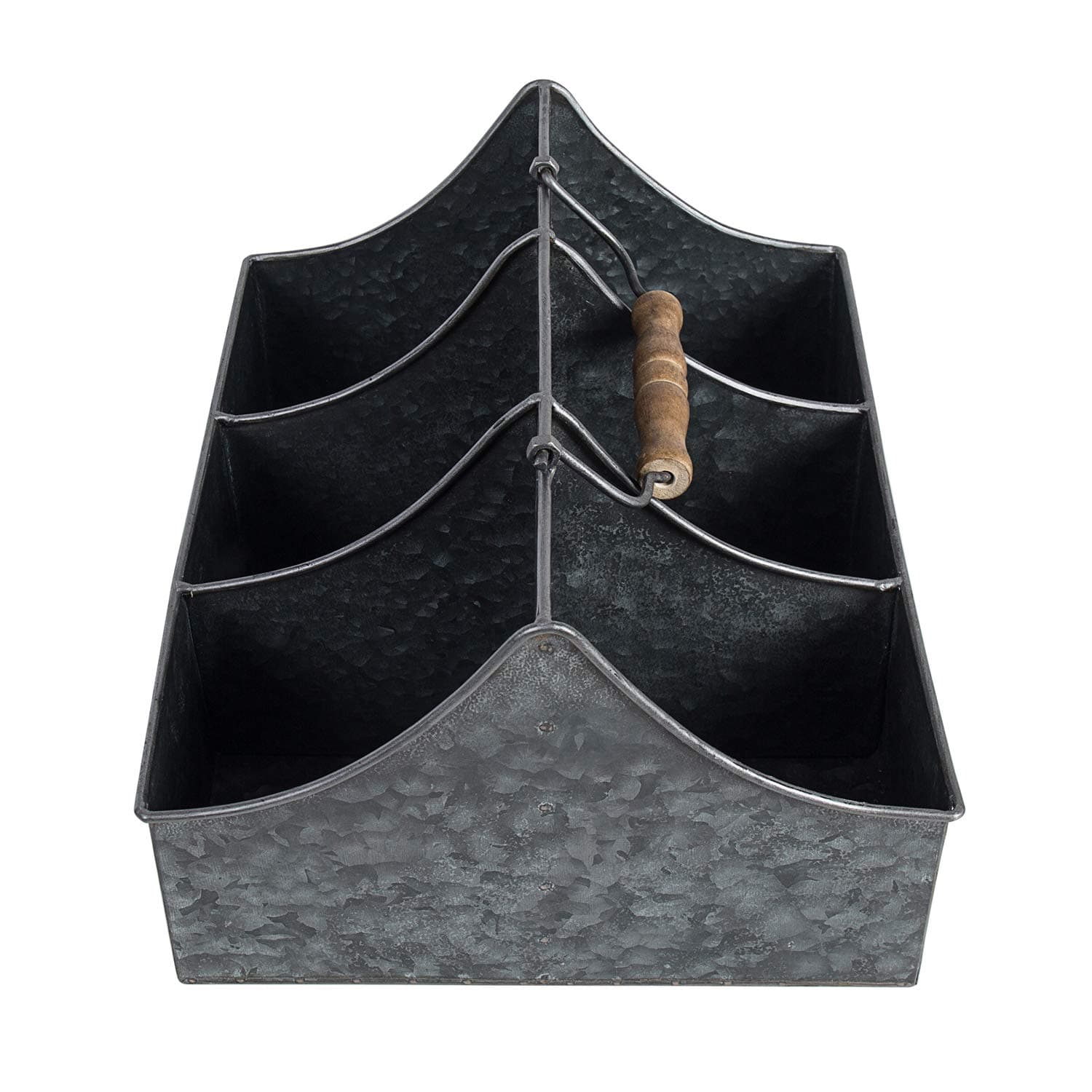 Decorative Galvanized-Metal Caddy Multipurpose Container Condiments Bin Cutlery Stationery Organizer for School Gardening Office Home Gift Souvenir Indoor and Outdoor Storage Box