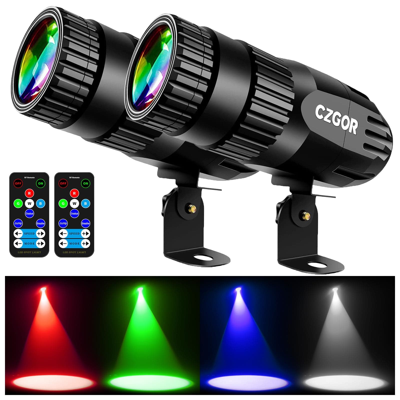 Led Pinspot Light 2 Pack, Czgor Disco Ball Spotlight 15W RGBW 4 in 1 Mini Mirror Ball Light with Remote Control Super Bright LED Pin Spotlight for Parties DJ Disco Club Bar Wedding