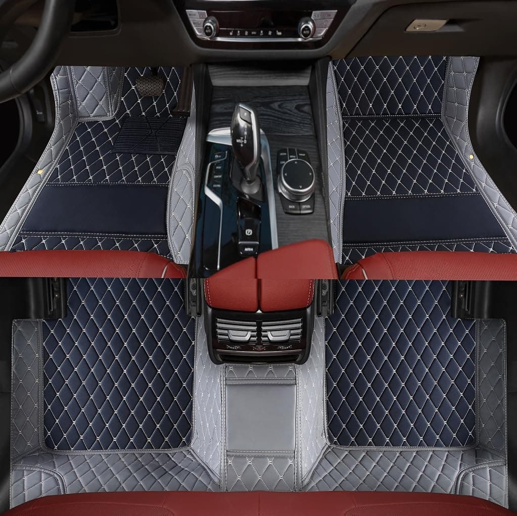 Custom Personalized Floor Mats for Cars,Luxury Full Coverage All Weather Car Floor Mats,Anti-Slip Leather Car Mat Set ,Custom Floor Mats for 99% of Cars, Trucks & SUVs (3D Gray and Black)