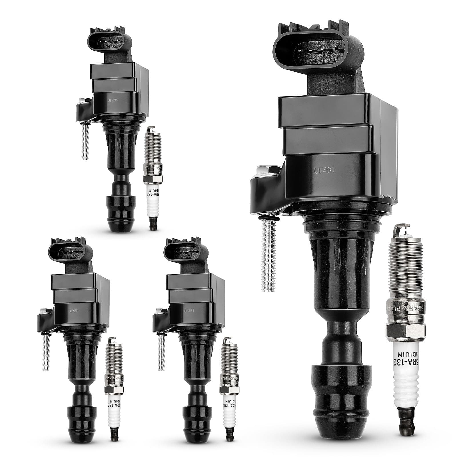 UF491 Ignition Coil & XP5263 Double Iridium Spark Plug for Buick Regal Verano Lacrosses/Chevy Cobalt Equinox Malibu Orlando HHR/GMC Terrain/Pontiac G5 G6/Saturn Replaces#UF645 D522C C1552 12638824