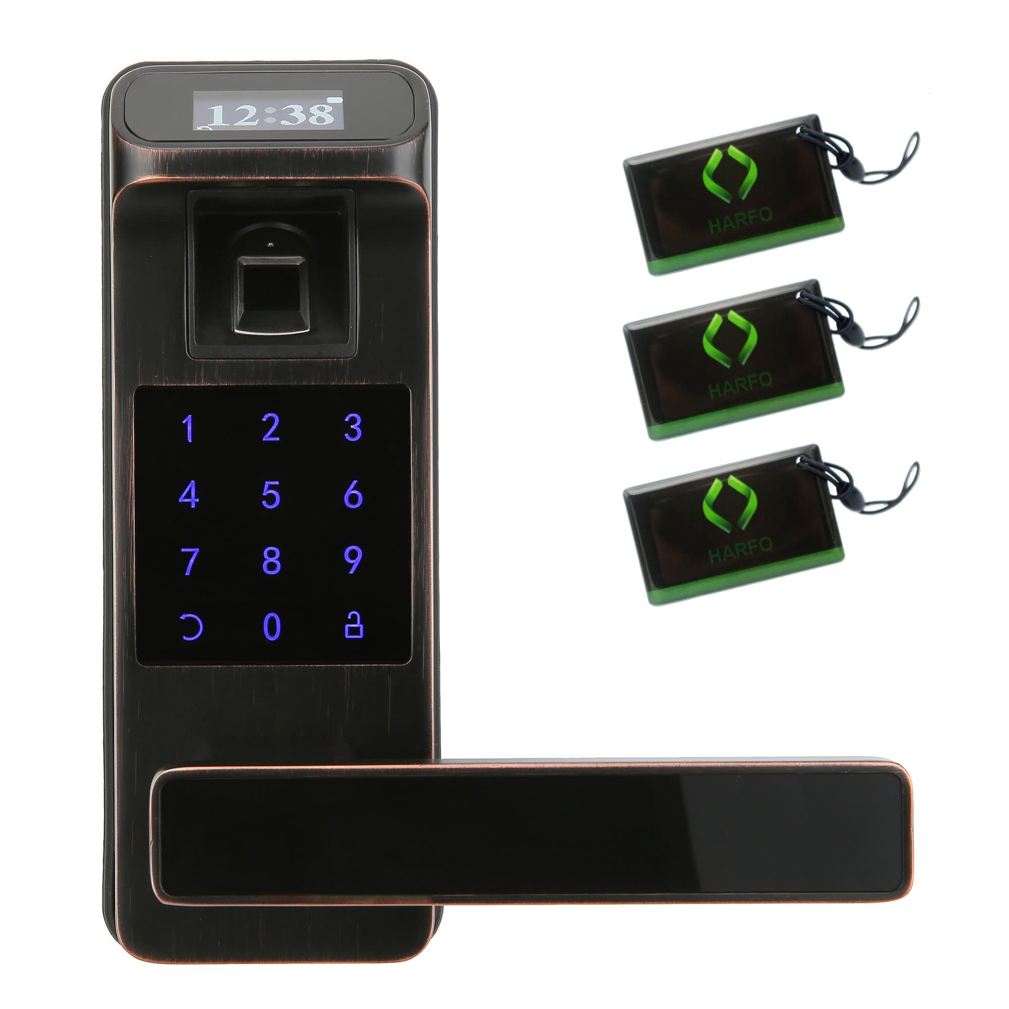 HARFO HL91 Fingerprint Touchscreen Keyless Door Lock with OLED Display, Perfect for Office & Home (Aged Bronze)