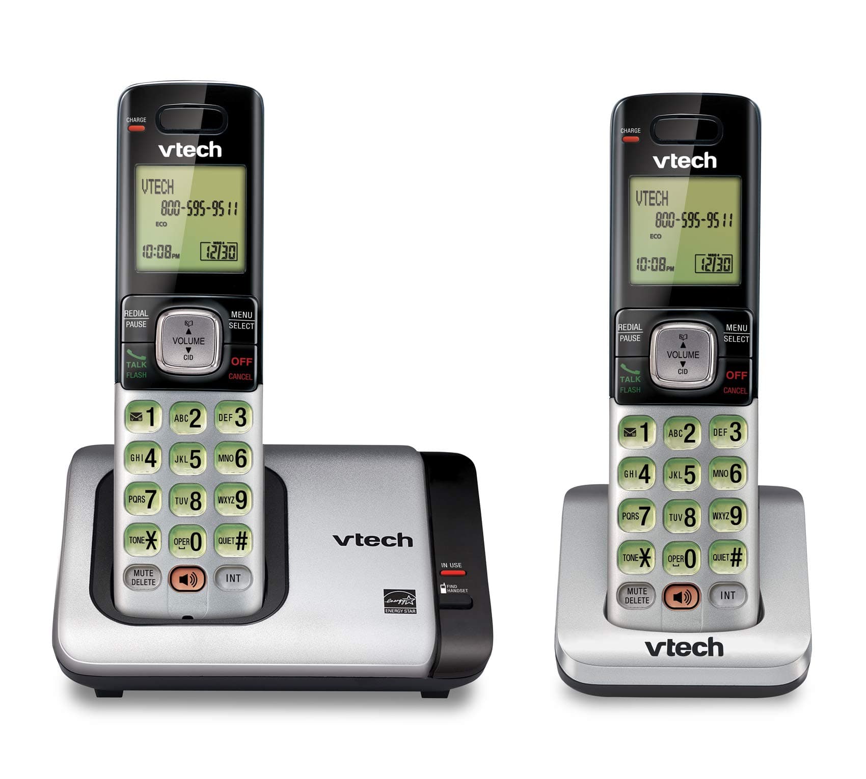 CS6719-2 2-Handset Expandable Cordless Phone with Caller ID/Call Waiting, Handset Intercom & Backlit Display/Keypad, Silver