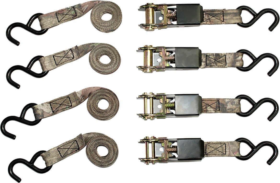 RPS Outdoors SI-2067 Mossy Oak Break-Up Infinity Camo 1" x 8' Ratchet Tie Down Straps (300 lb Safe Working Load / 900 lb Tension Strength), 4 Pack