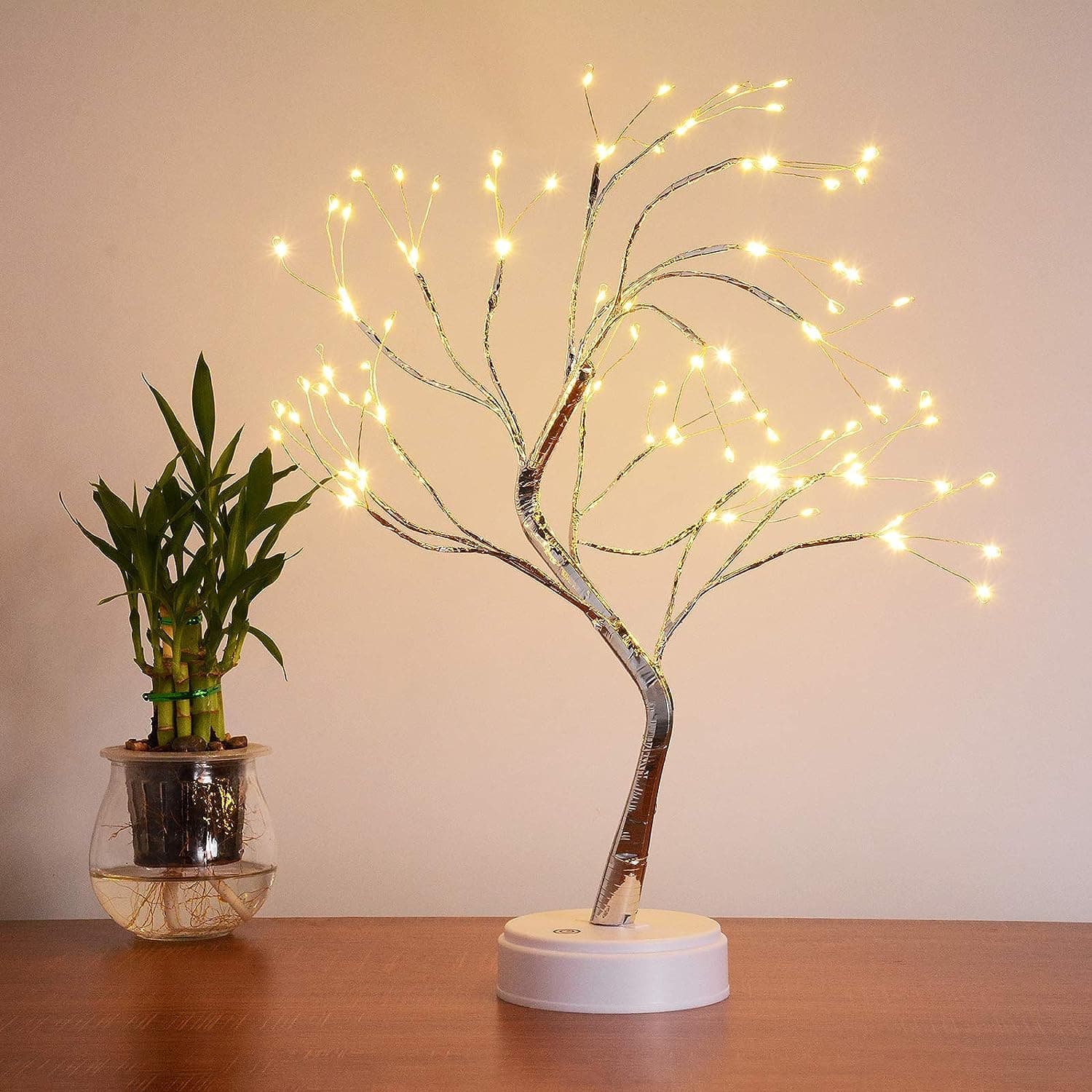 LOVEQI 20" Tabletop Tree Lights, Copper Wire Tree Branch Decorative Lights, USB/Battery Operated DIY Artificial Tree Lamp with Touch Switch Led Desk Lamp for Home Lighting (108 LED - Warm White)