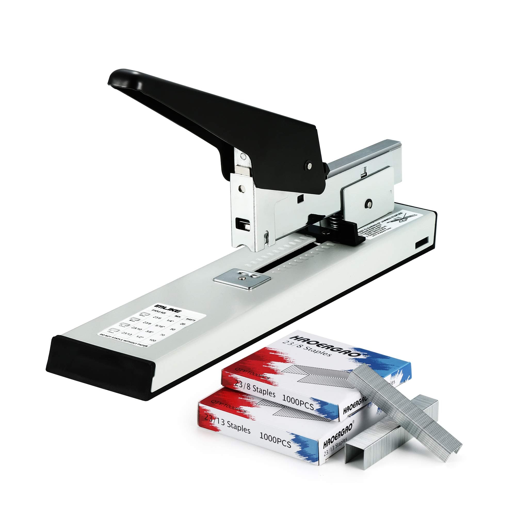 IMLIKE Heavy Duty Stapler With 2000 Staples: 100 Sheets High Capacity Office Manual Big Metal Large Stapler for Paper Binding, Includes 23/8 & 23/13 Staples Each 1000PCS