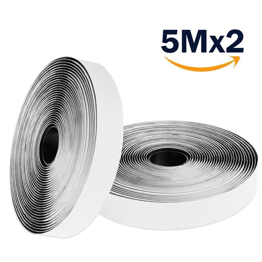 Lnkey 5m*2 Hook and Loop Tape Extra Strong Adhesive Self-adhesive Hook, 20mm wide, Black