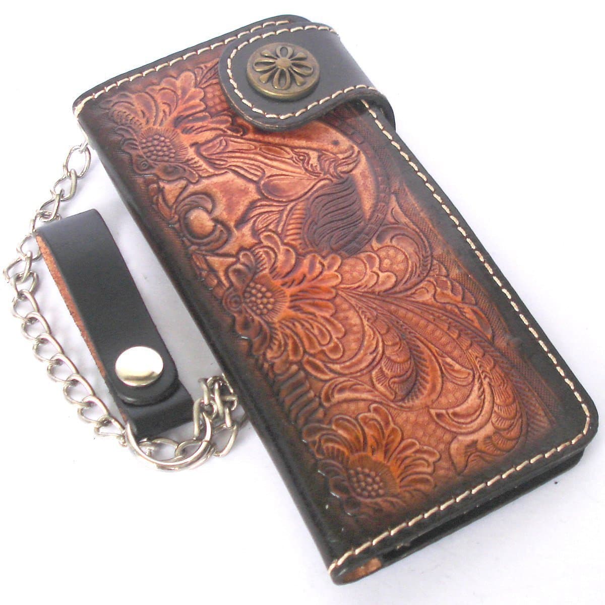 "ClickThai"..!! With Snap Closes Biker / Trucker Clutch Wallet with Safty Chain