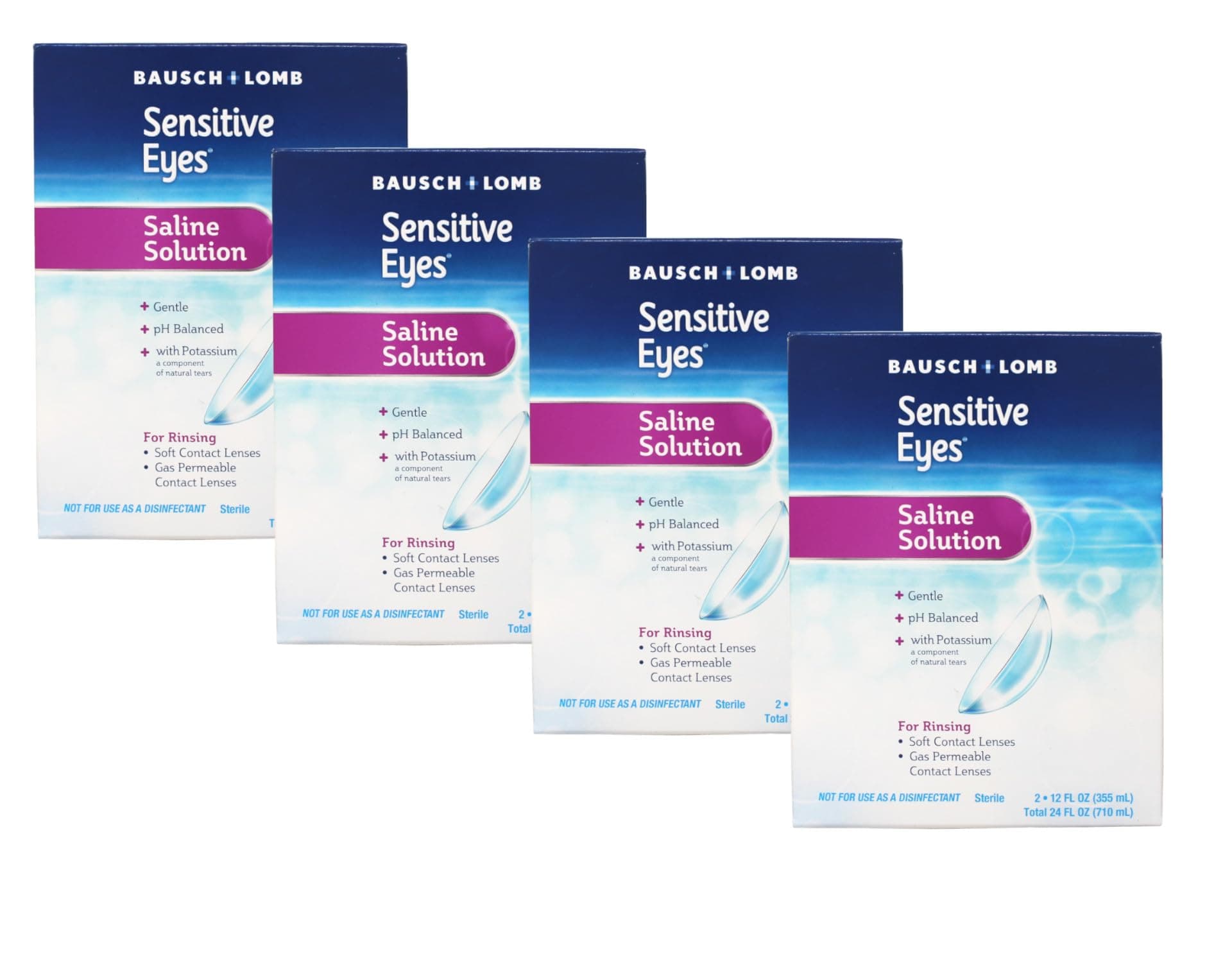 Bausch + Lomb and Sensitive Eyes Saline Solution - 24- oz Per Box (Value Pack of 4)