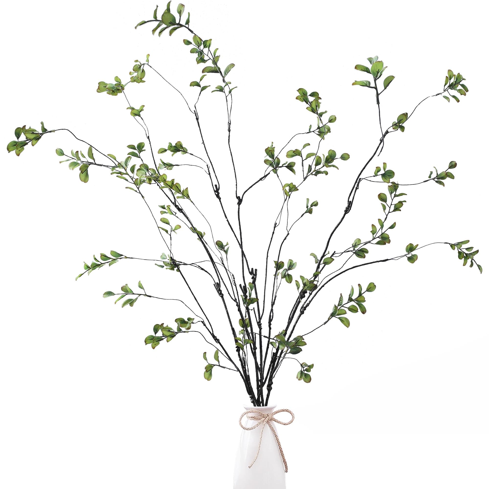 Sggvecsy 47.2’’ 4Pcs Artificial Ficus Branches Artificial Greenery Stems Faux Ficus Twig Plants Fake Leaf Spray Green Eucalyptus Branches for Home Office Wedding Vase Filler Decoration