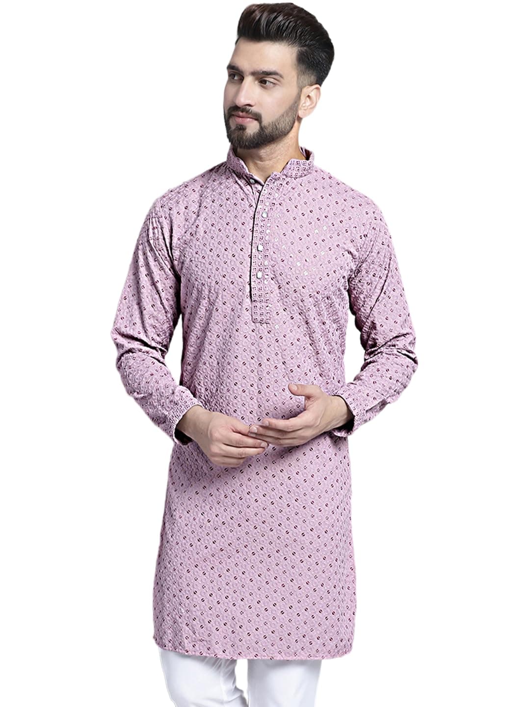 Jompers Men's Chikankari Embroidered and Sequence Kurtas