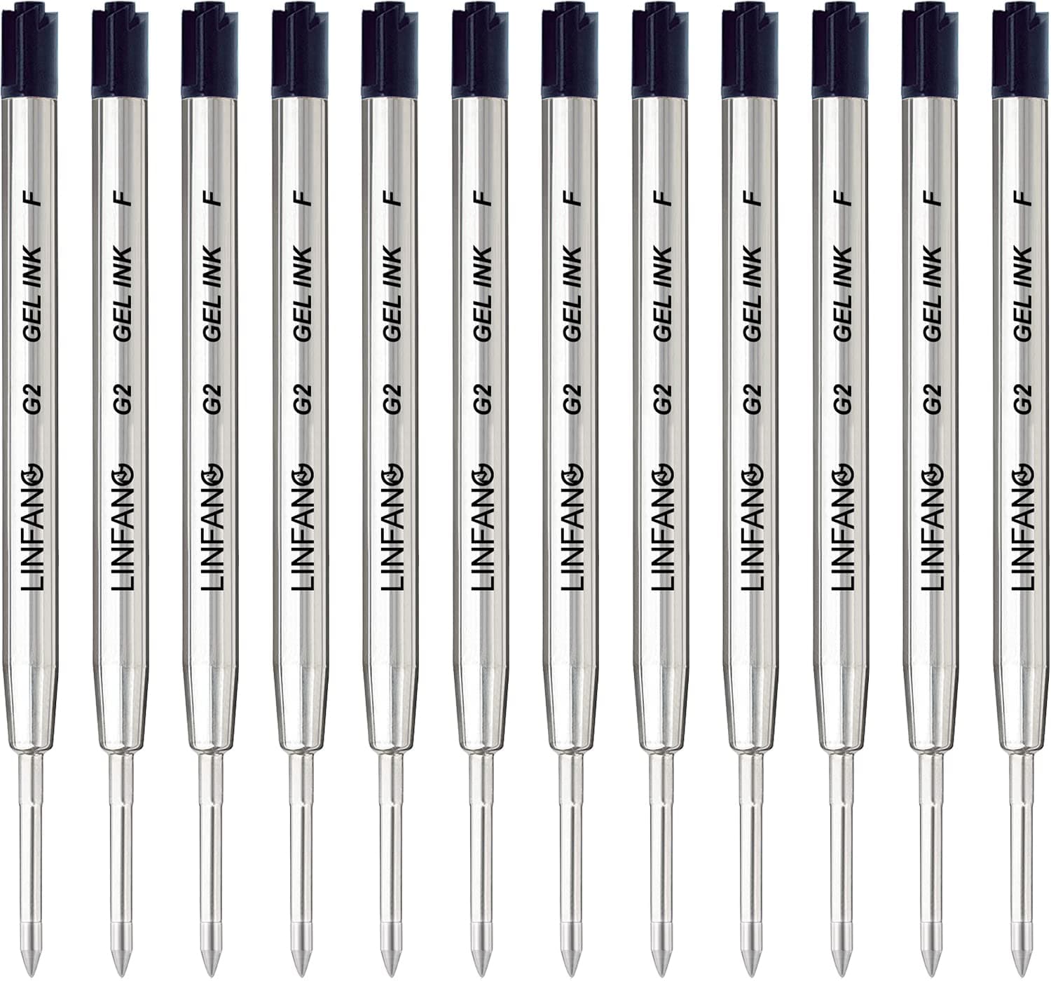 Black Gel Ink Pen Refills Ballpoint Black, 12 Pack Gel Pens Refills Fine Point 0.5mm Tip Smooth Writing Pen Refill (12 Black)