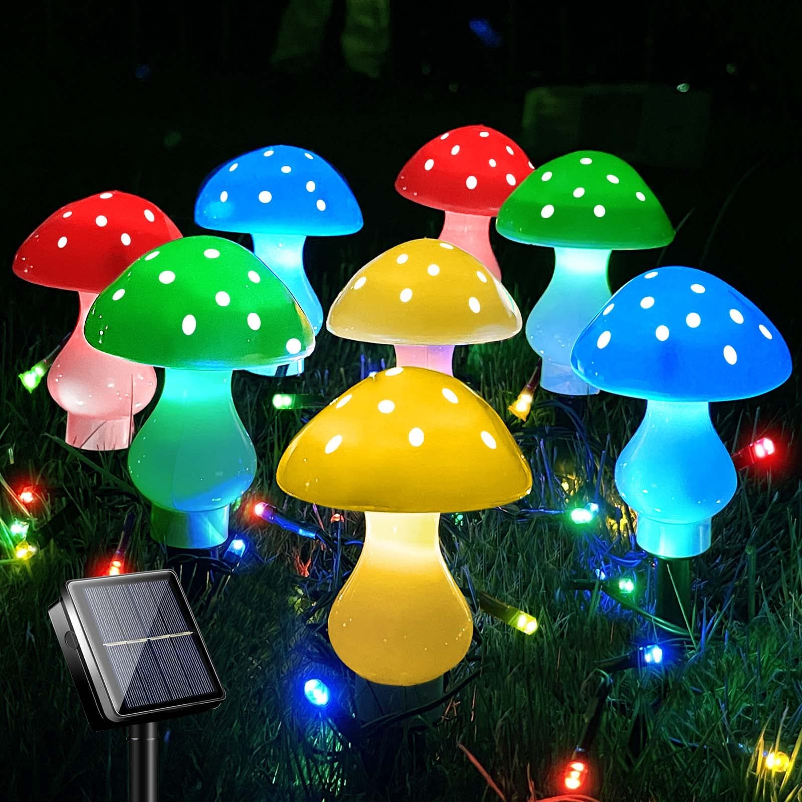 LiyuanQ Upgraded Outdoor Solar Mushroom Lights, 8 Pack 50 LED Multicolor, 23ft Waterproof, Solar Powered Landscape Lights for Yard Patio Outside Decor