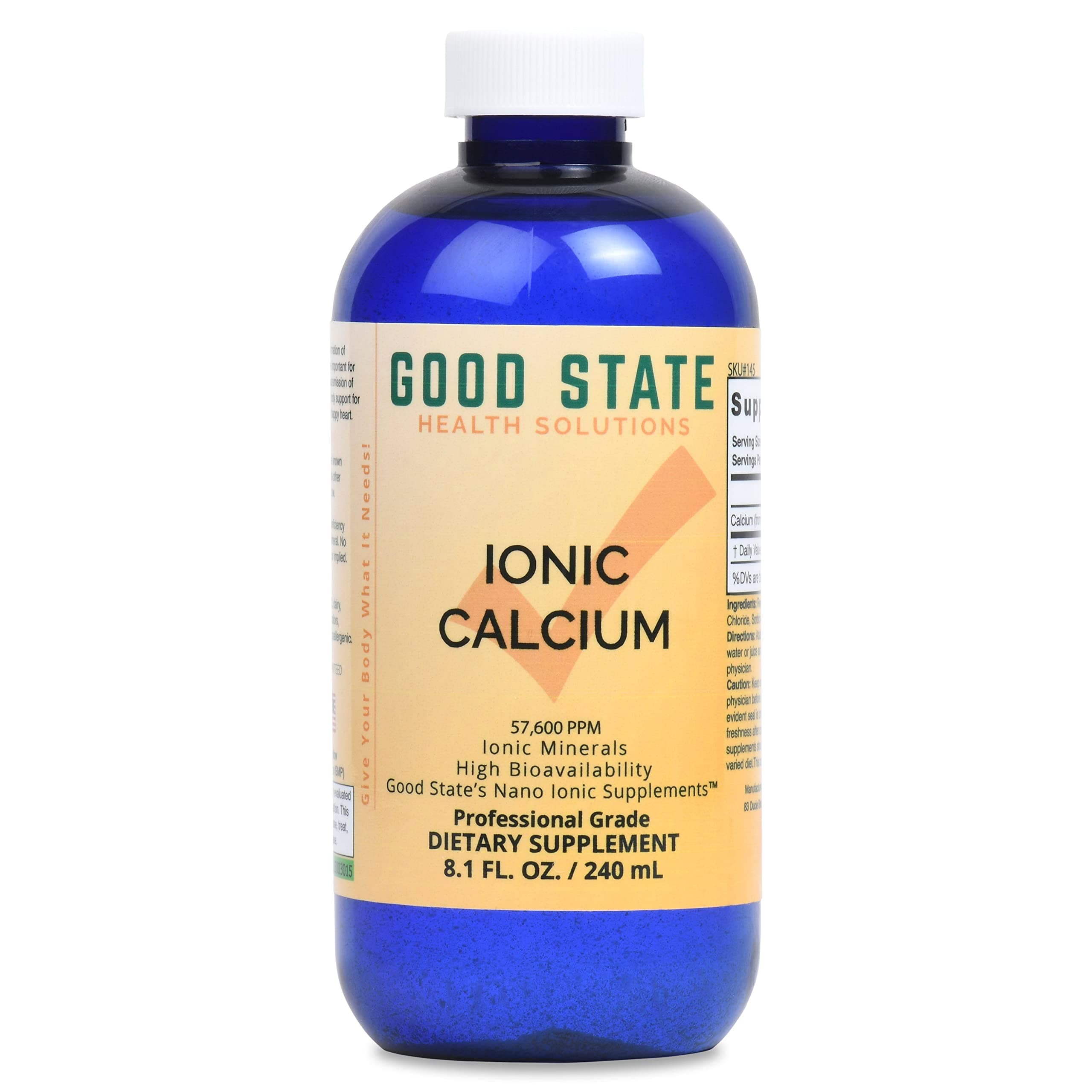 Good State | Ionic Calcium | Natural | Nano Sized Mineral Technology | Professional Grade | Supports Healthy Bones, Tendons & Ligaments | 96 Servings at 400 mg | 8 Fl oz Bottle